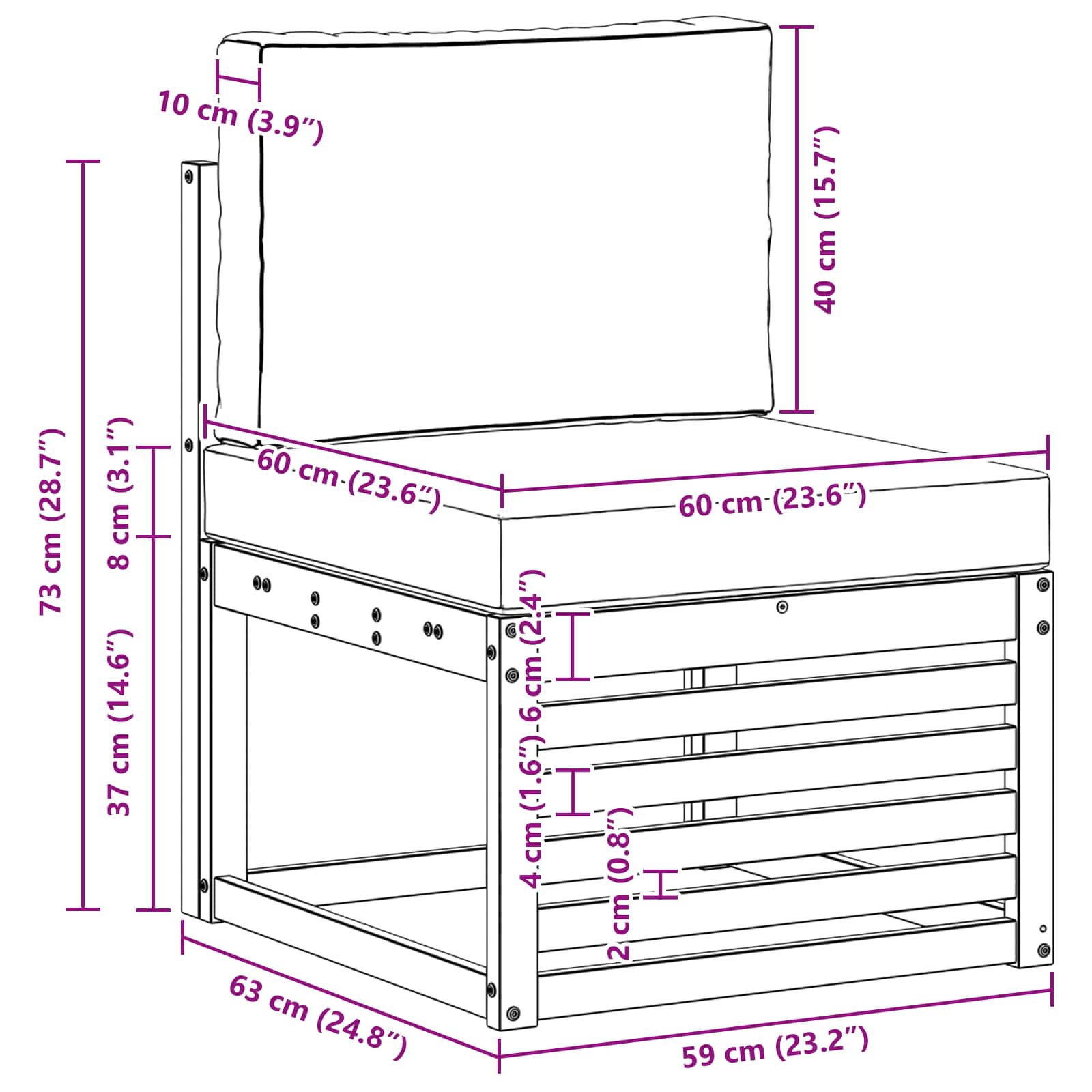 Sofa-Sets Massief Acaciahout – afbeelding 7