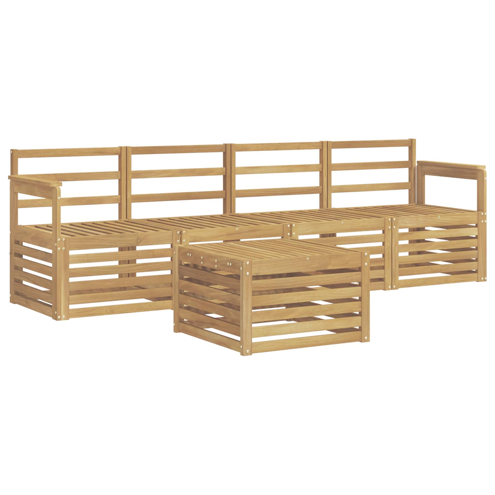 Buiten bankenset 5 pcs Wit Massief Acaciahout – afbeelding 2