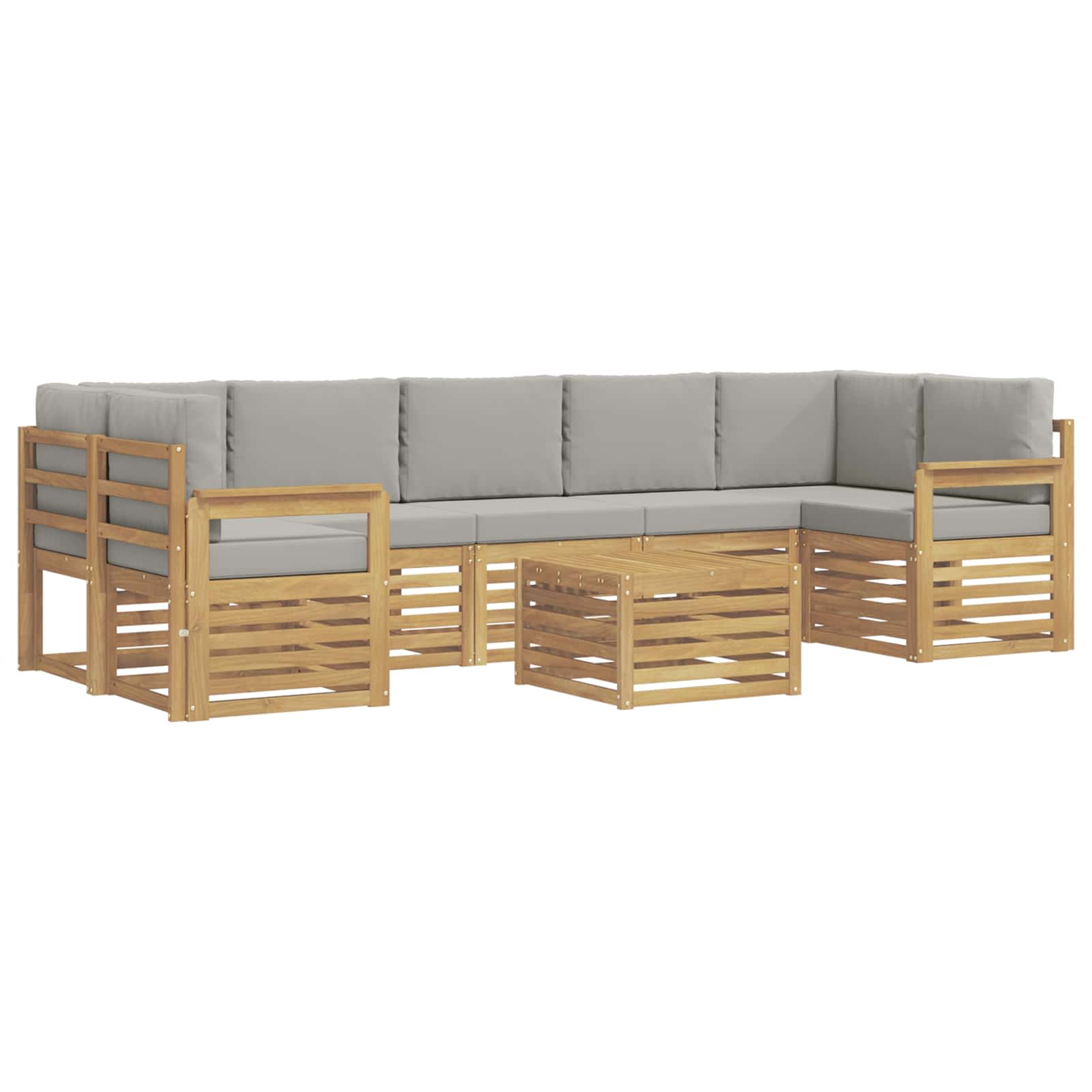 Buiten bankenset met kussen 8 pcs Wit en Lichtgrijs Polyester – afbeelding 2