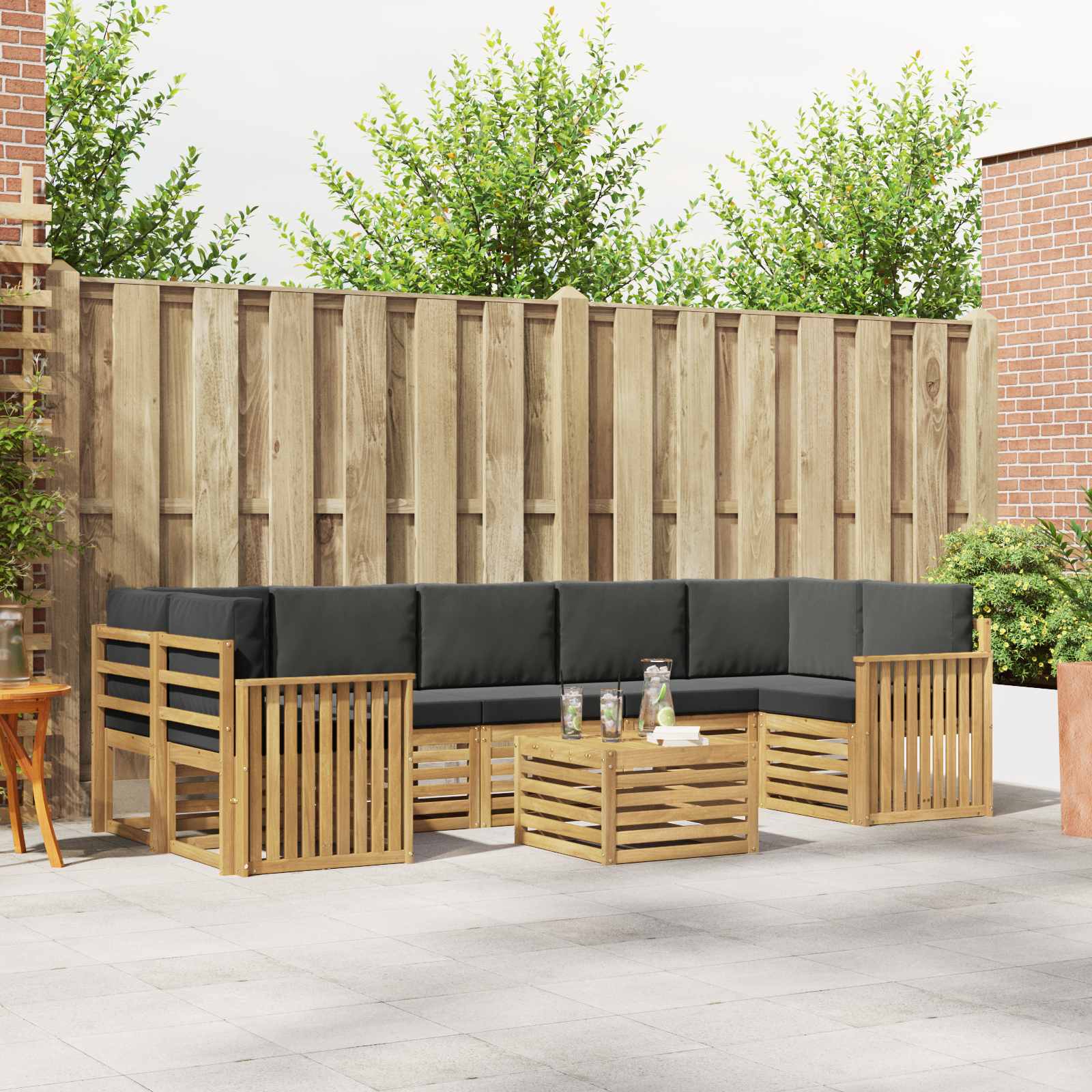 Buiten bankenset 8 pcs Wit en antracietkleurig Polyester – afbeelding 1