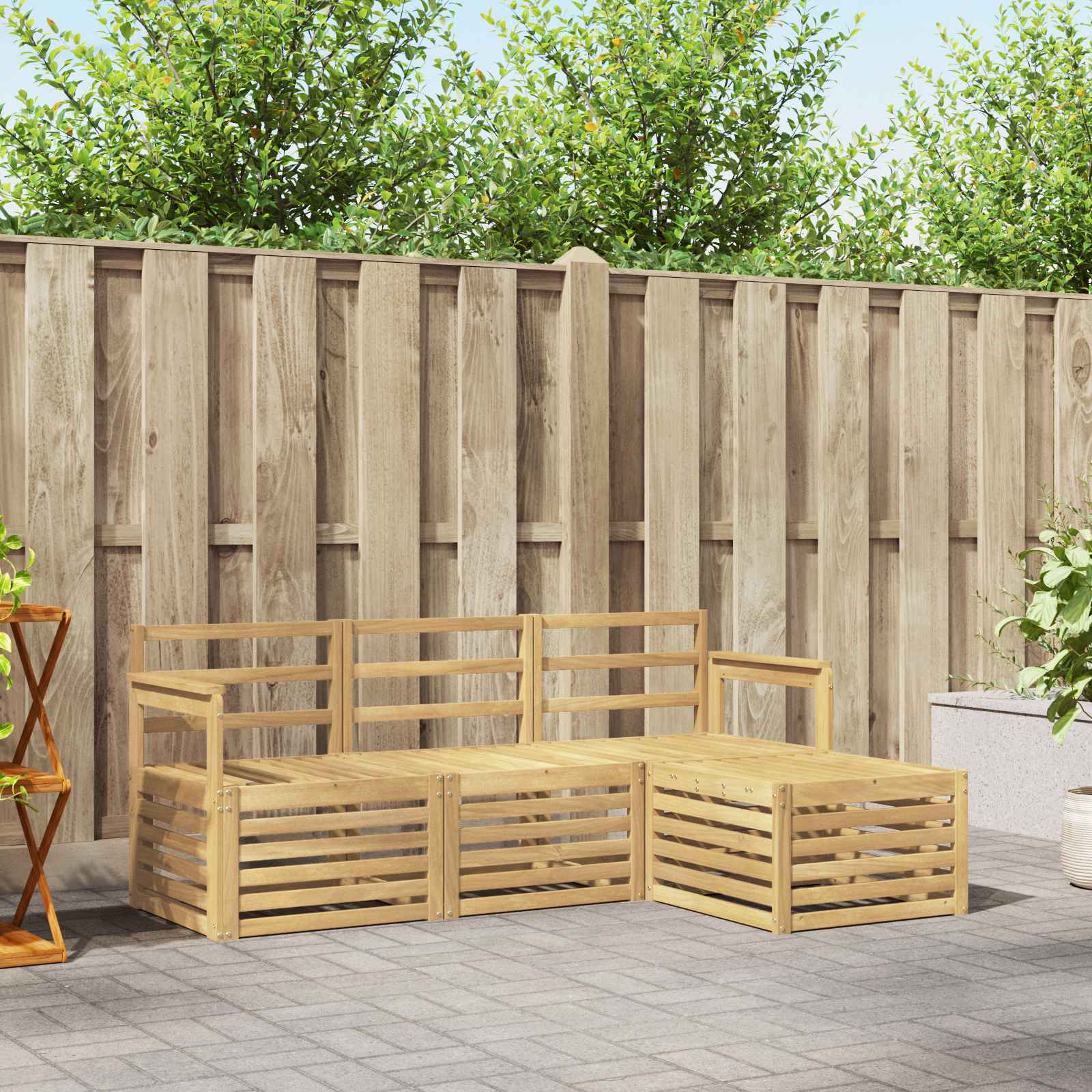 Buiten bankenset 4 pcs Wit 189,5 x 122,5 x 73 cm – afbeelding 1