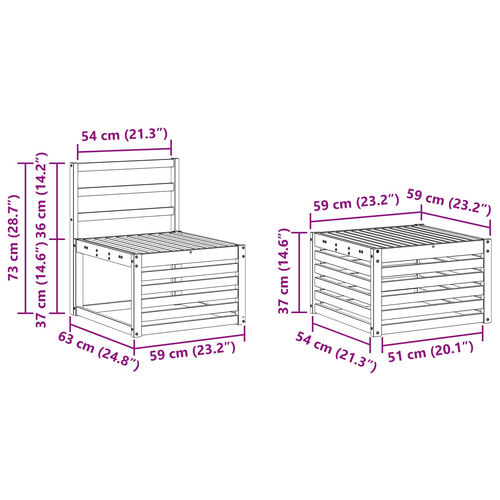 Buiten bankenset 4 pcs Wit 189,5 x 122,5 x 73 cm – afbeelding 8