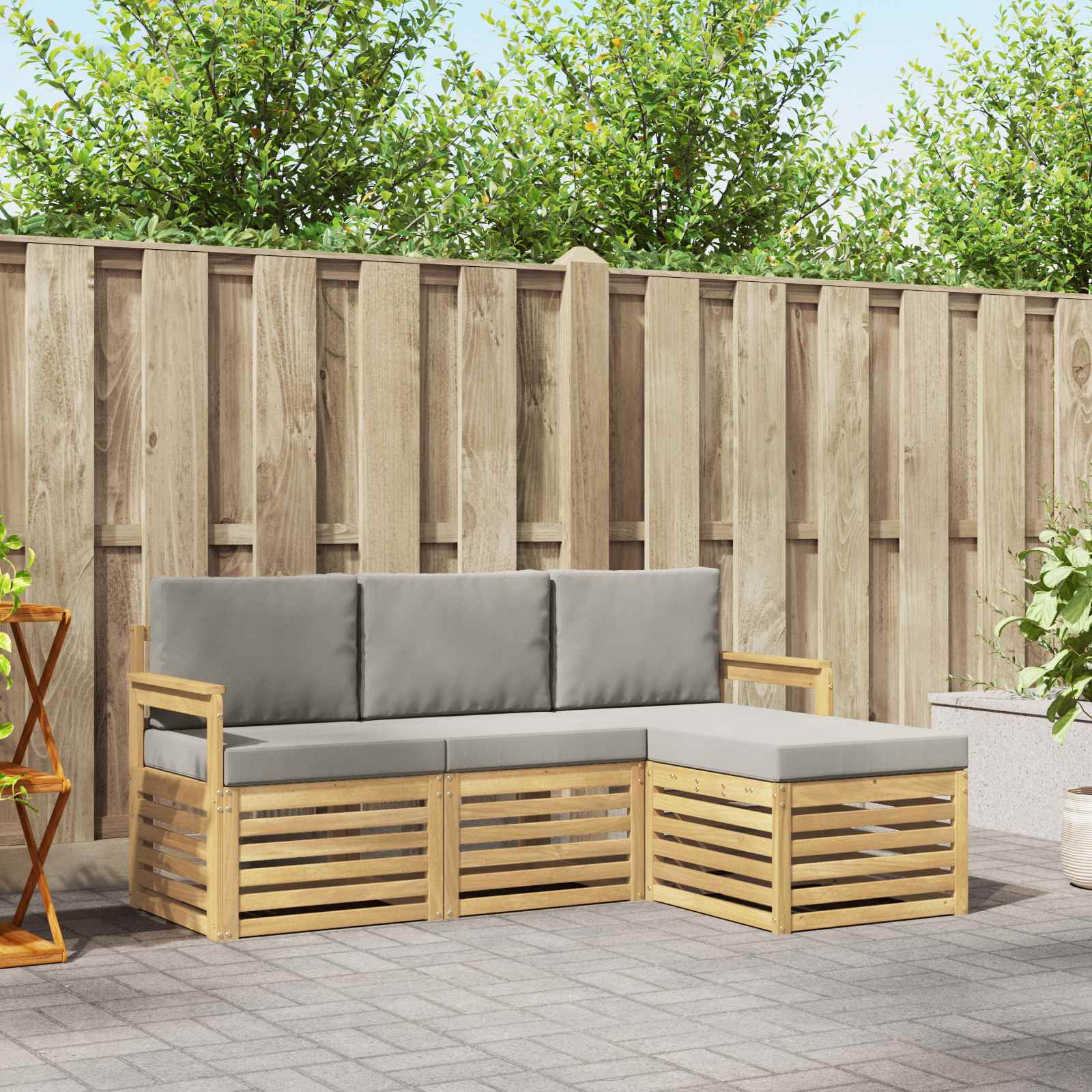 Buiten bankenset 4 pcs Wit en Lichtgrijs 189,5 x 122,5 x 73 cm – afbeelding 1