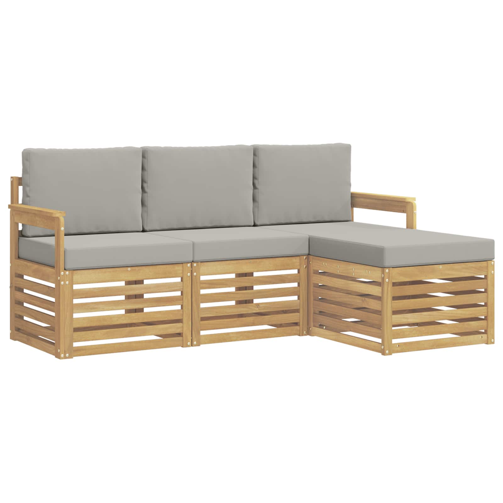 Buiten bankenset 4 pcs Wit en Lichtgrijs 189,5 x 122,5 x 73 cm – afbeelding 2