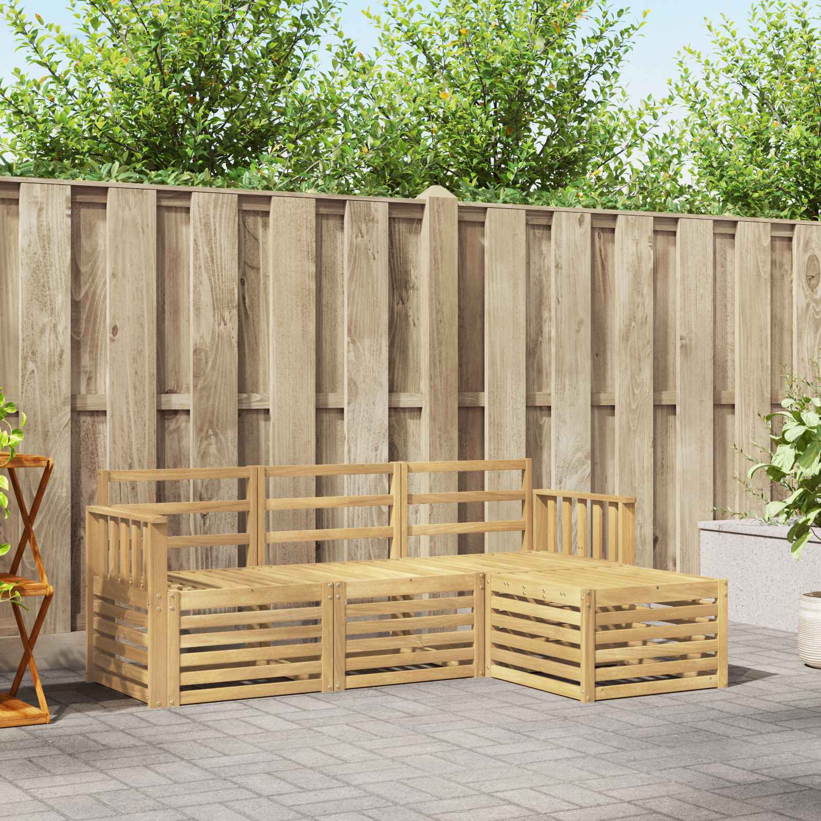 Buiten bankenset 4 pcs Wit 189,5 x 122,5 x 73 cm – afbeelding 1