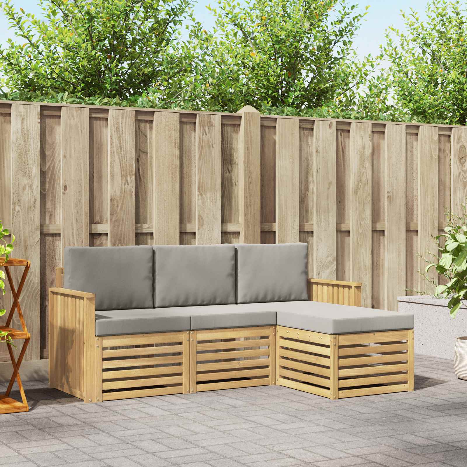 Buiten bankenset 4 pcs Wit en Lichtgrijs 189,5 x 122,5 x 73 cm – afbeelding 1