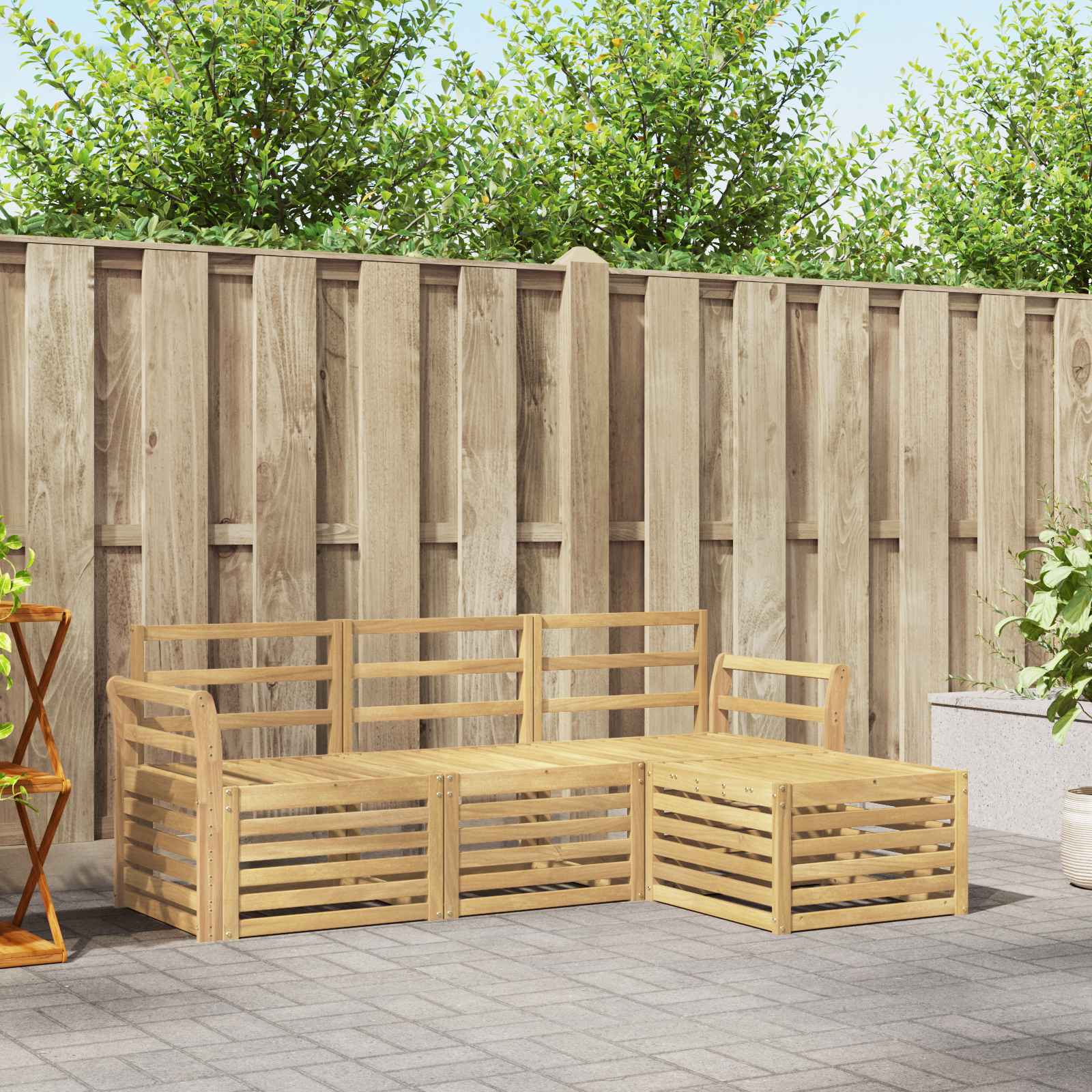 Buiten bankenset 4 pcs Wit 193,5 x 122,5 x 73 cm