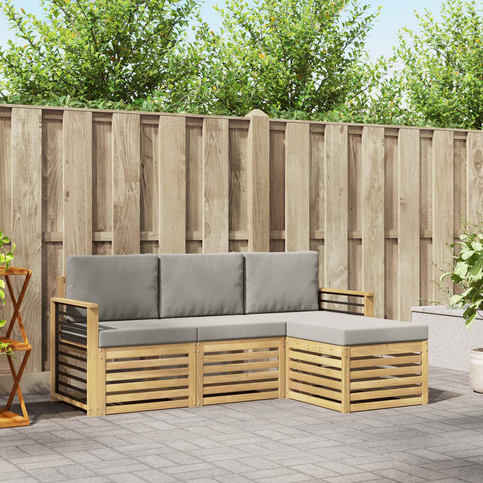 Buiten bankenset 4 pcs Wit en Lichtgrijs 189,5 x 122,5 x 73 cm