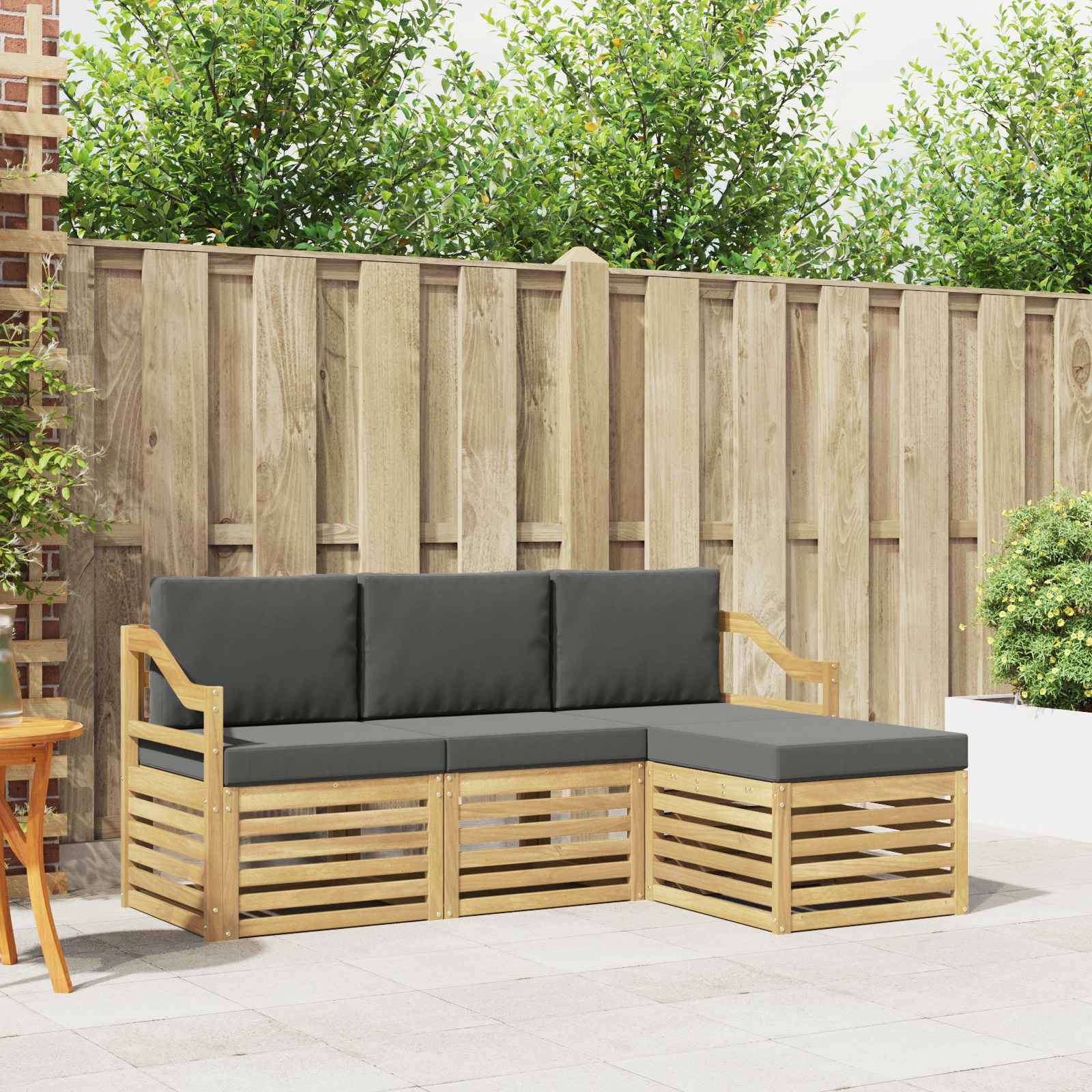 Buiten bankenset 4 pcs Wit en antracietkleurig