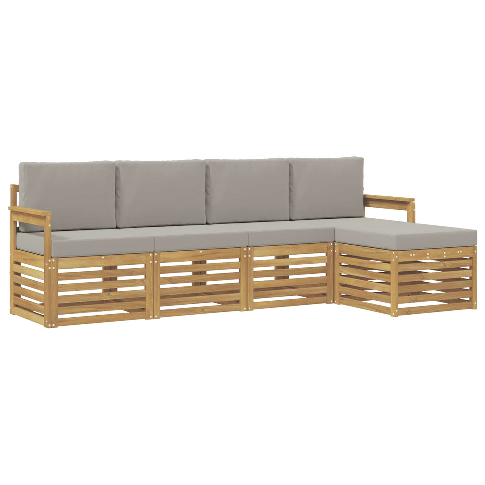 Buiten bankenset 5 pcs Wit en Lichtgrijs 249 x 122,5 x 73 cm – afbeelding 2