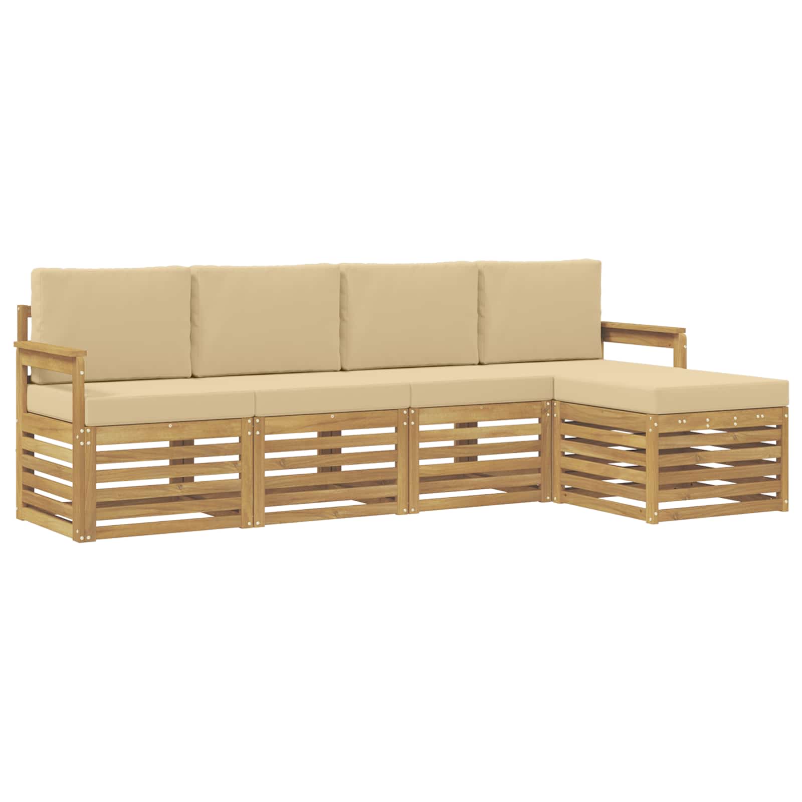 Buiten bankenset 5 pcs Wit en Beige 249 x 122,5 x 73 cm – afbeelding 2