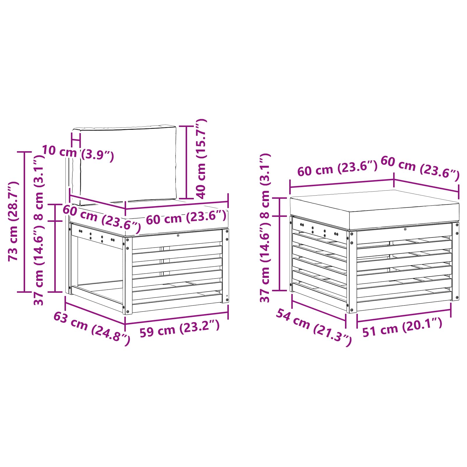 Buiten bankenset 5 pcs Wit en Beige 249 x 122,5 x 73 cm – afbeelding 7