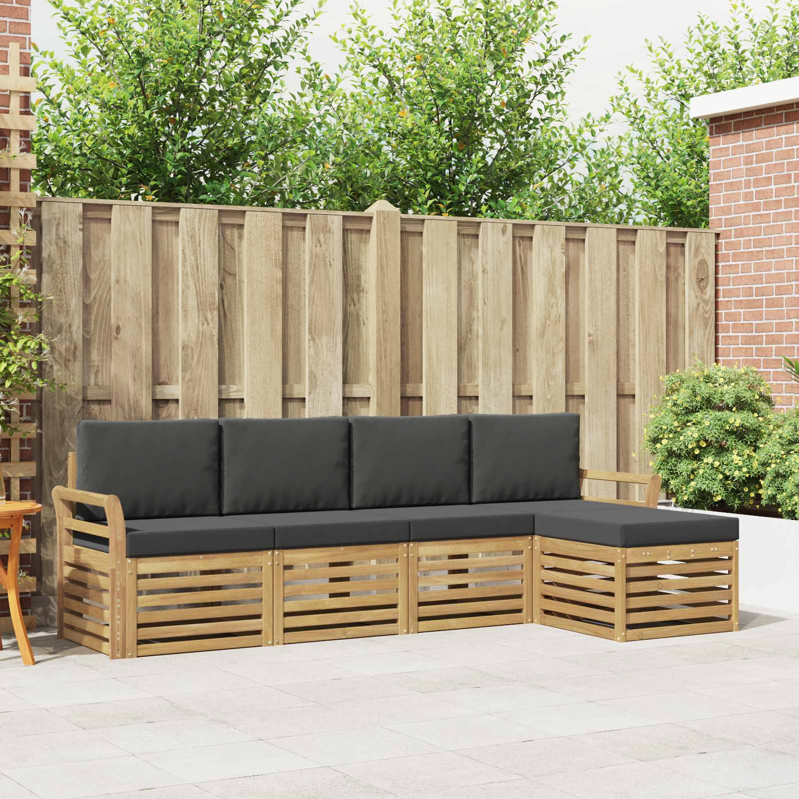 Buiten bankenset 5 pcs Wit en antracietkleurig – afbeelding 1