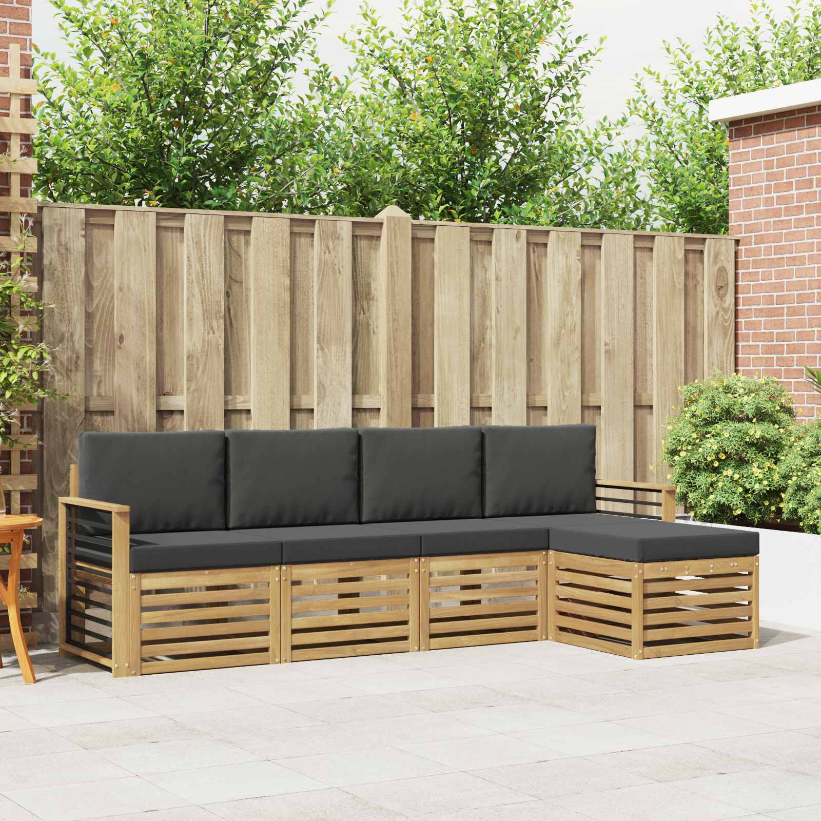 Buiten bankenset 5 pcs Wit en antracietkleurig – afbeelding 1
