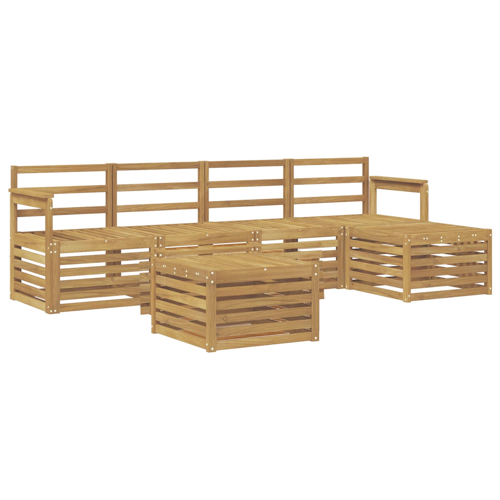 Buiten bankenset 6 pcs Wit 59 x 59 x 37 cm Massief Acaciahout – afbeelding 2
