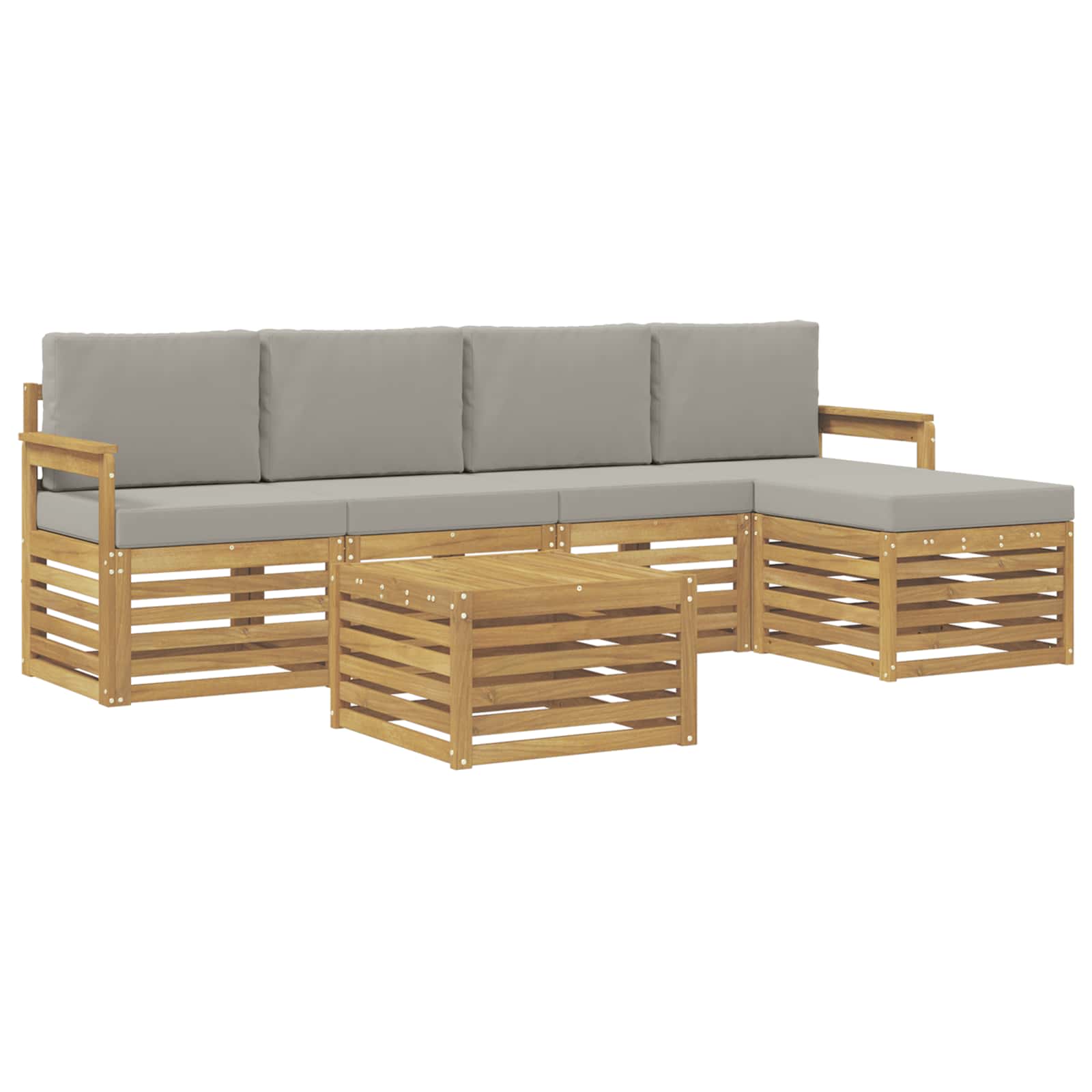 Buiten bankenset 6 pcs Wit en Lichtgrijs 59 x 59 x 37 cm – afbeelding 2