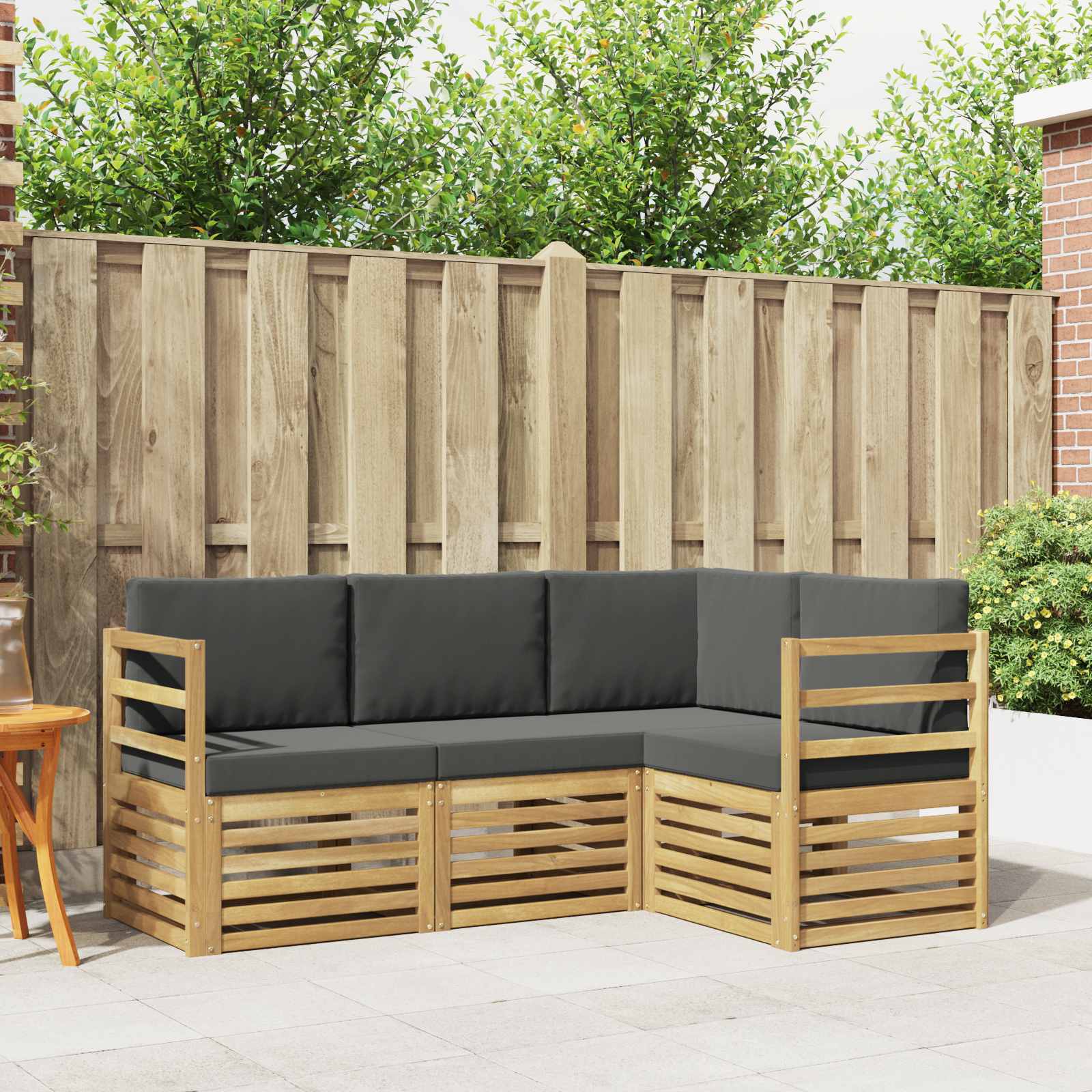 Sofa-Sets 4 pcs Wit en antracietkleurig 185,5 x 126,5 x 73 cm