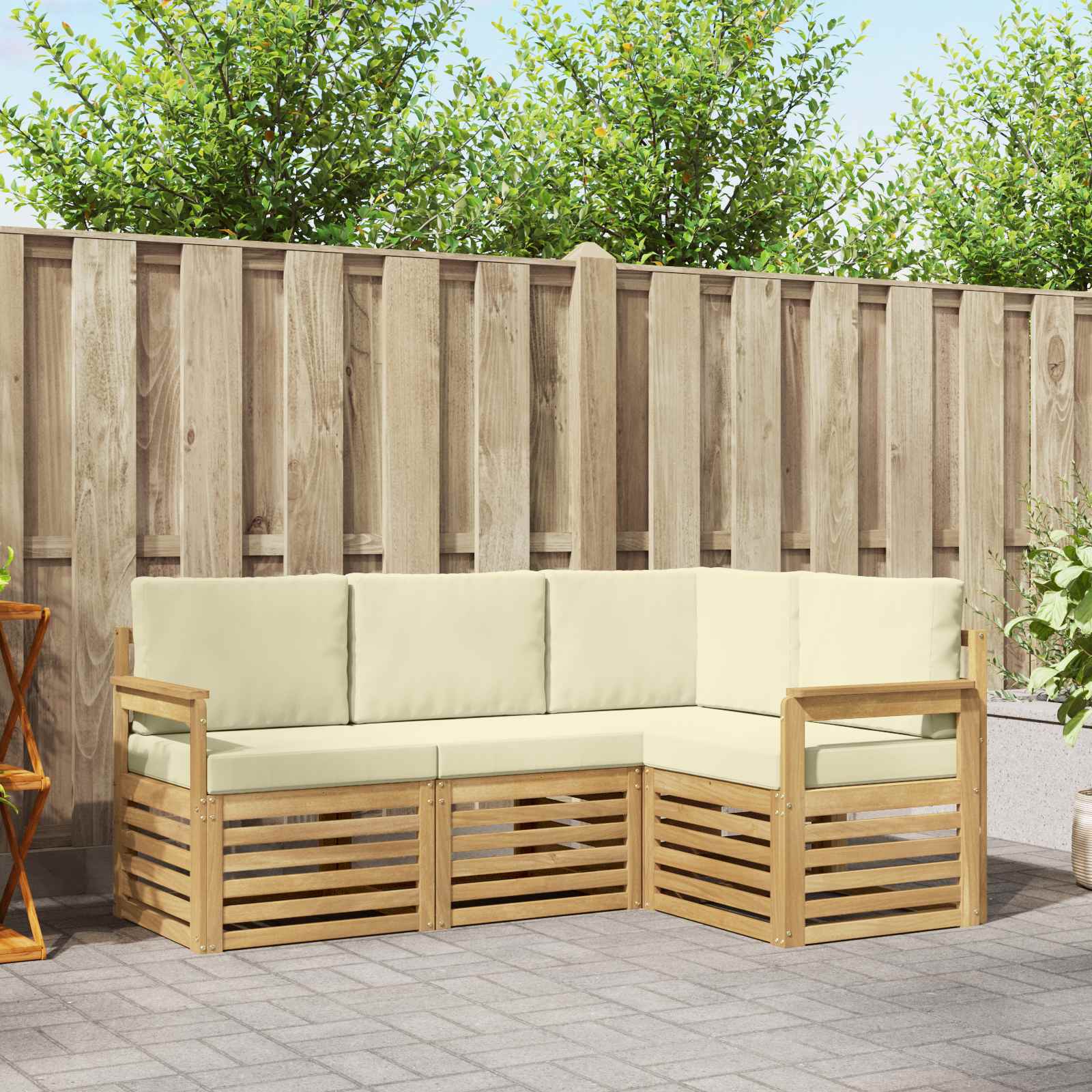 Buiten bankenset 4 pcs Wit en crèmekleurig – afbeelding 1