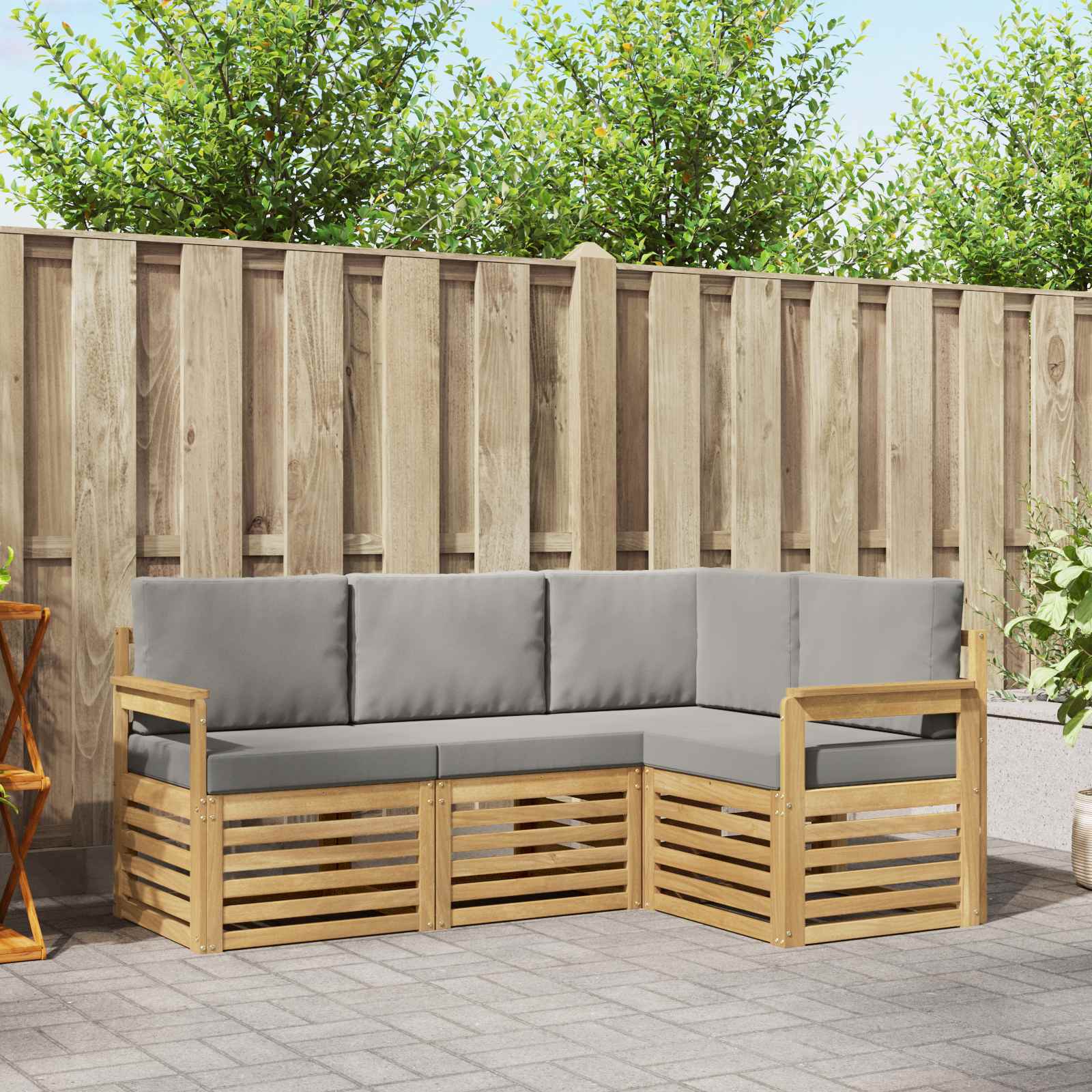 Buiten bankenset 4 pcs Wit en Lichtgrijs 187,5 x 128,5 x 73 cm – afbeelding 1