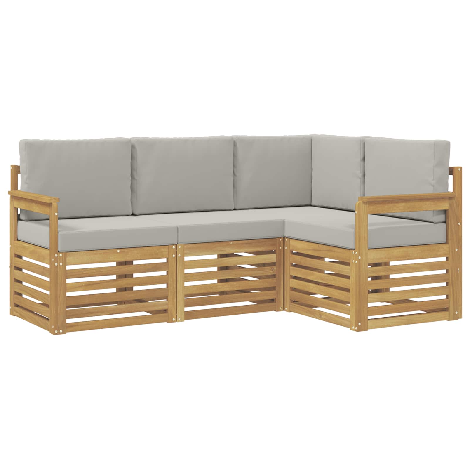 Buiten bankenset 4 pcs Wit en Lichtgrijs 187,5 x 128,5 x 73 cm – afbeelding 2