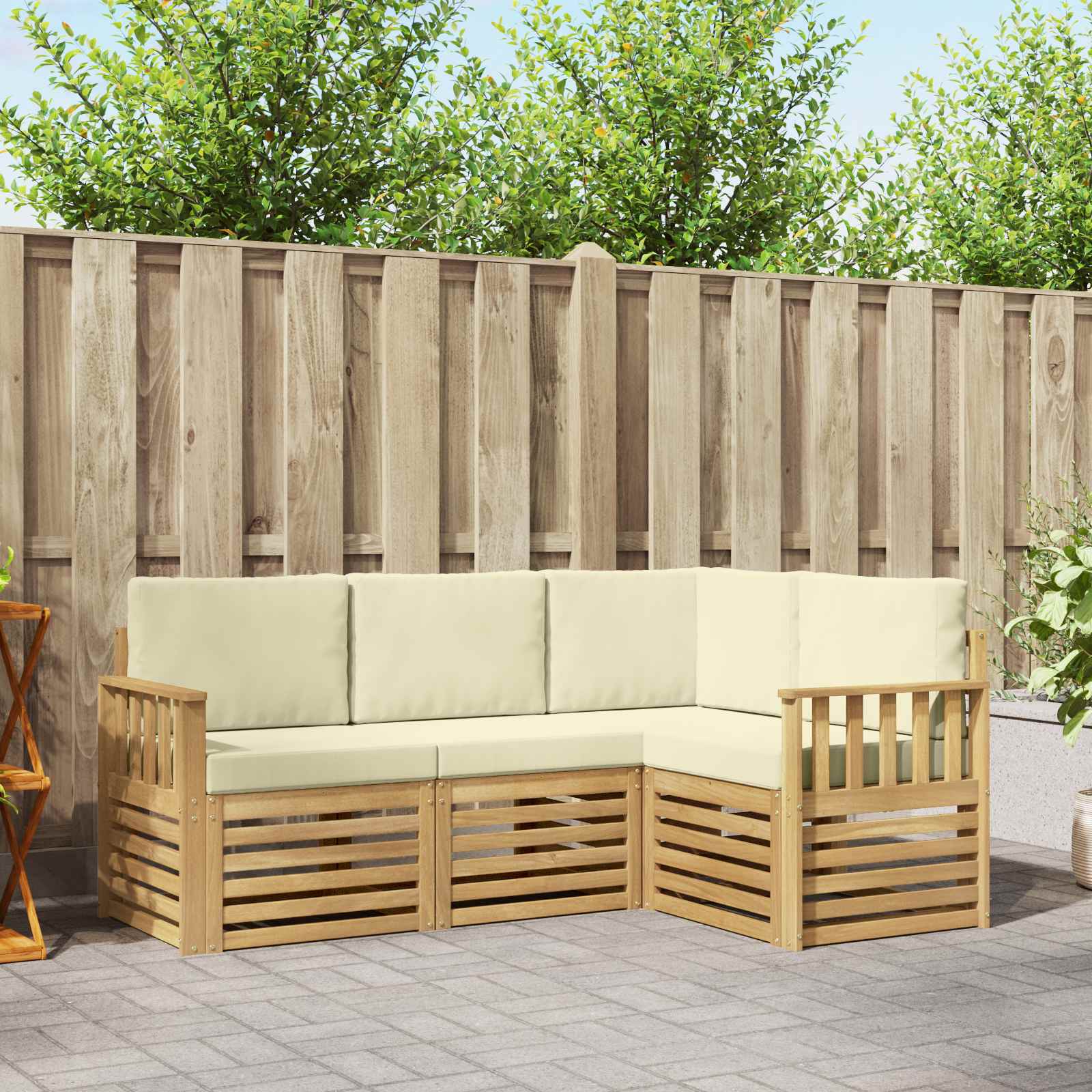 Buiten bankenset 4 pcs Wit en crèmekleurig – afbeelding 1