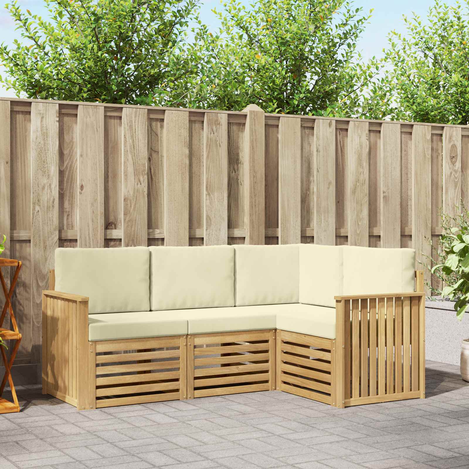 Sofa-Sets 4 pcs Wit en crèmekleurig 187,5 x 128,5 x 73 cm