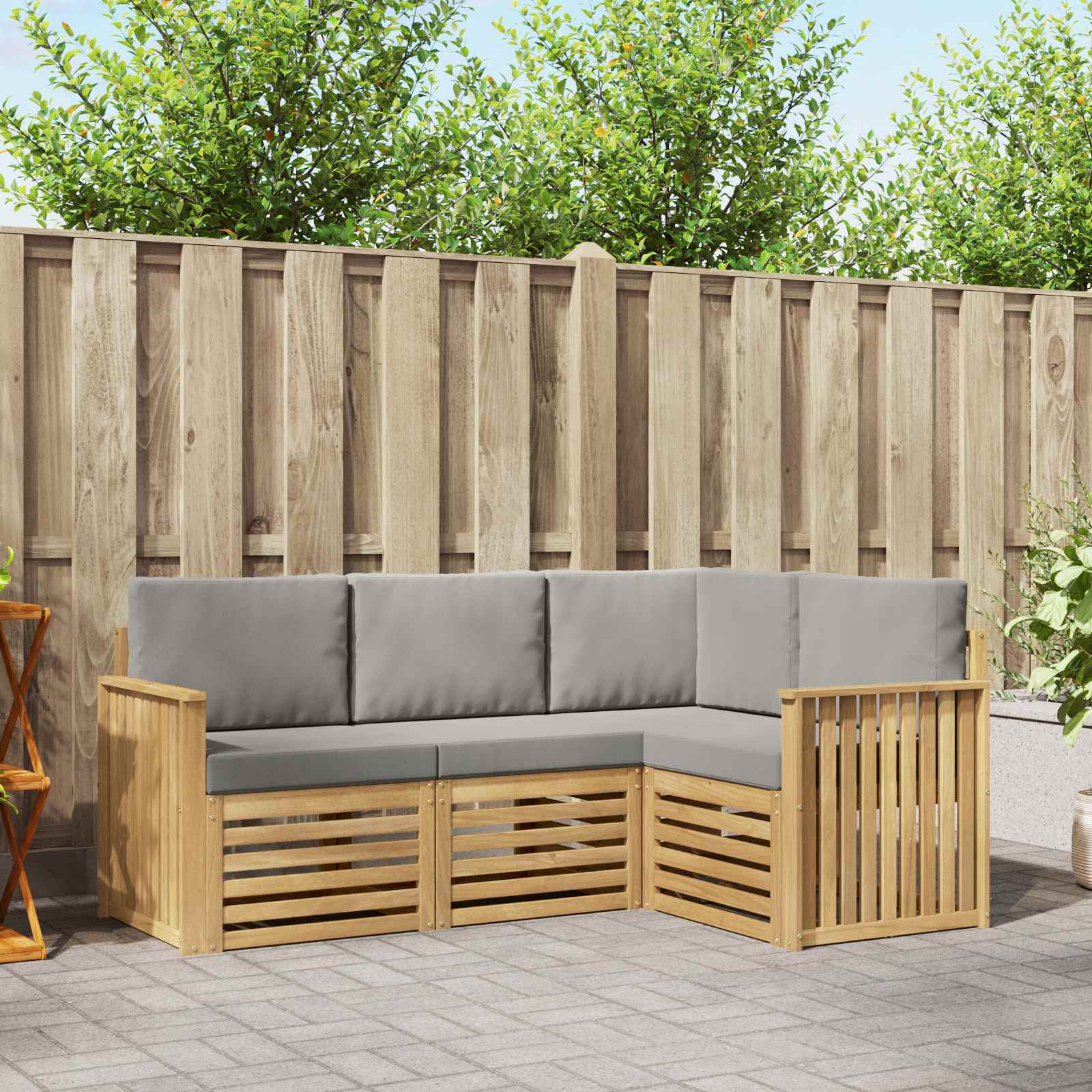 Sofa-Sets 4 pcs Wit en Lichtgrijs 187,5 x 128,5 x 73 cm