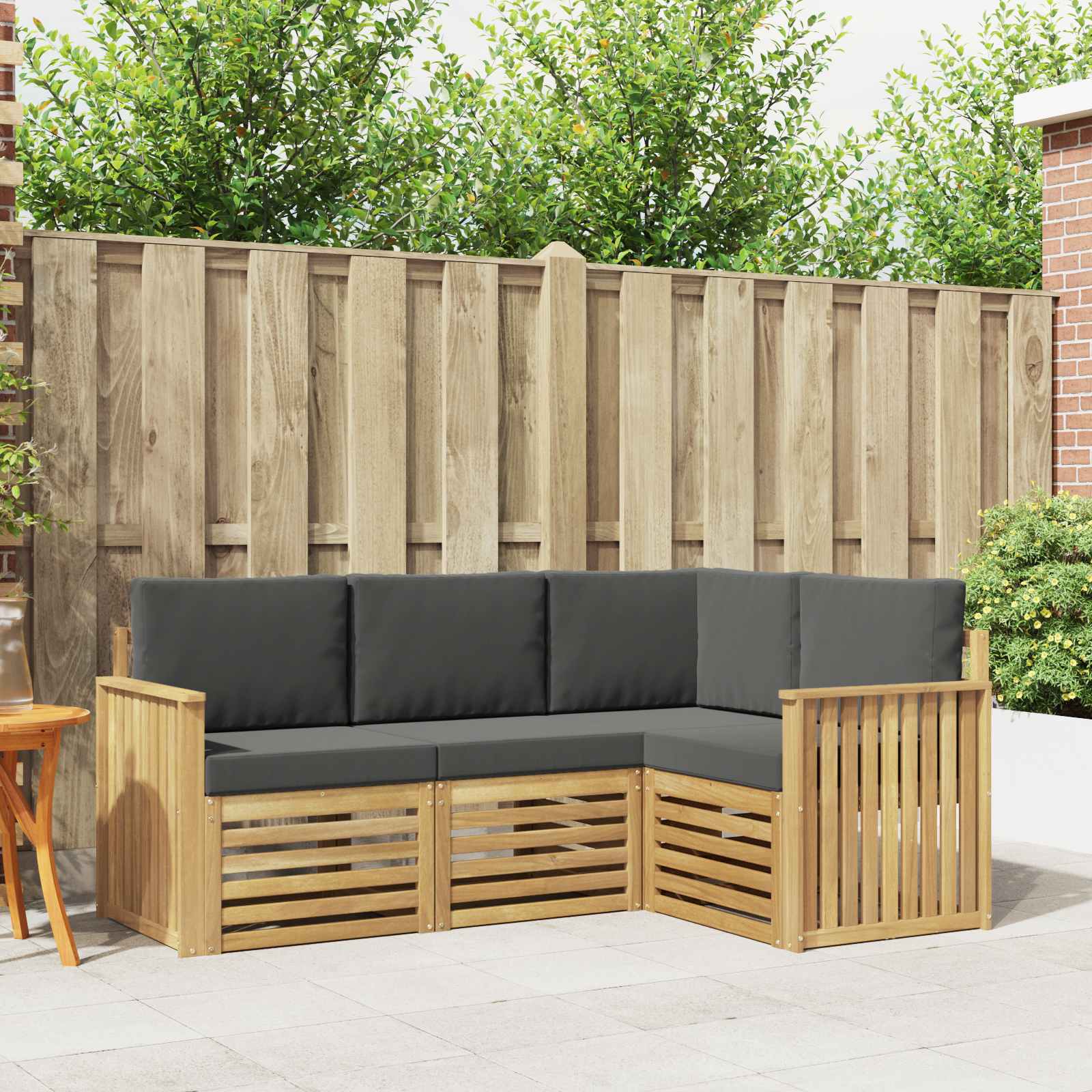Sofa-Sets 4 pcs Wit en antracietkleurig 187,5 x 128,5 x 73 cm – afbeelding 1