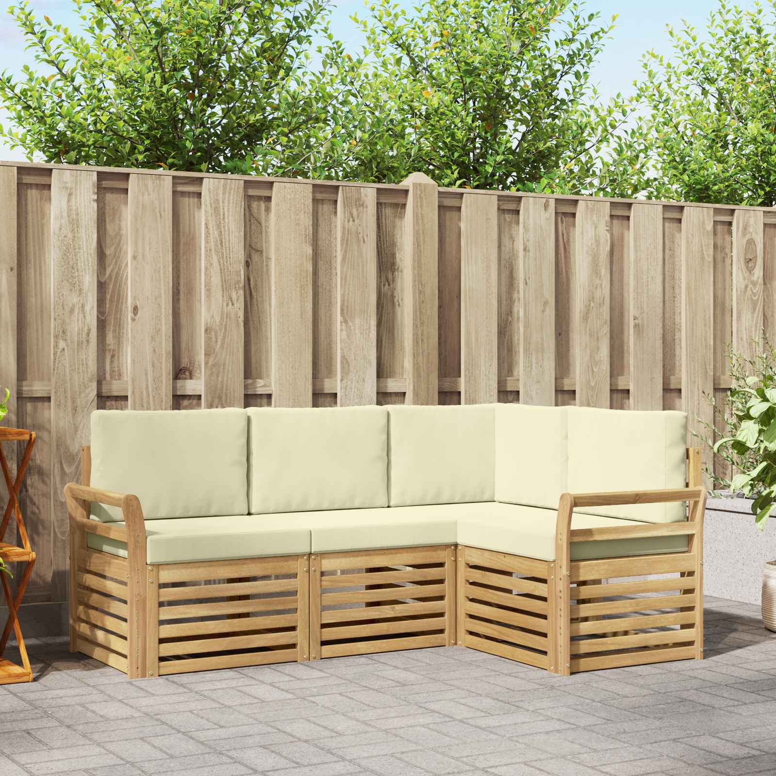 Sofa-Sets 4 pcs Wit en crèmekleurig 190 x 130,5 x 73 cm – afbeelding 1