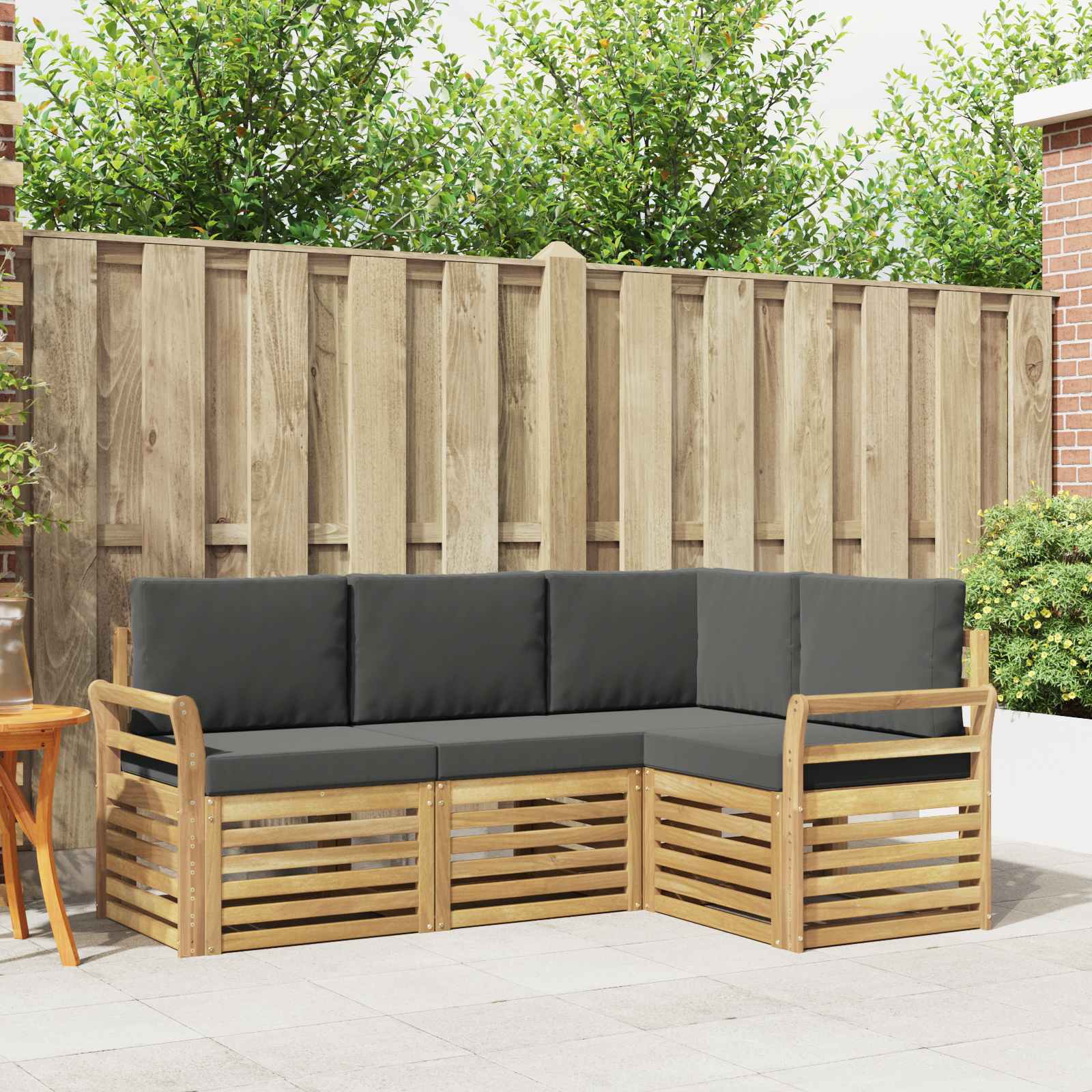 Sofa-Sets 4 pcs Wit en antracietkleurig 190 x 130,5 x 73 cm – afbeelding 1