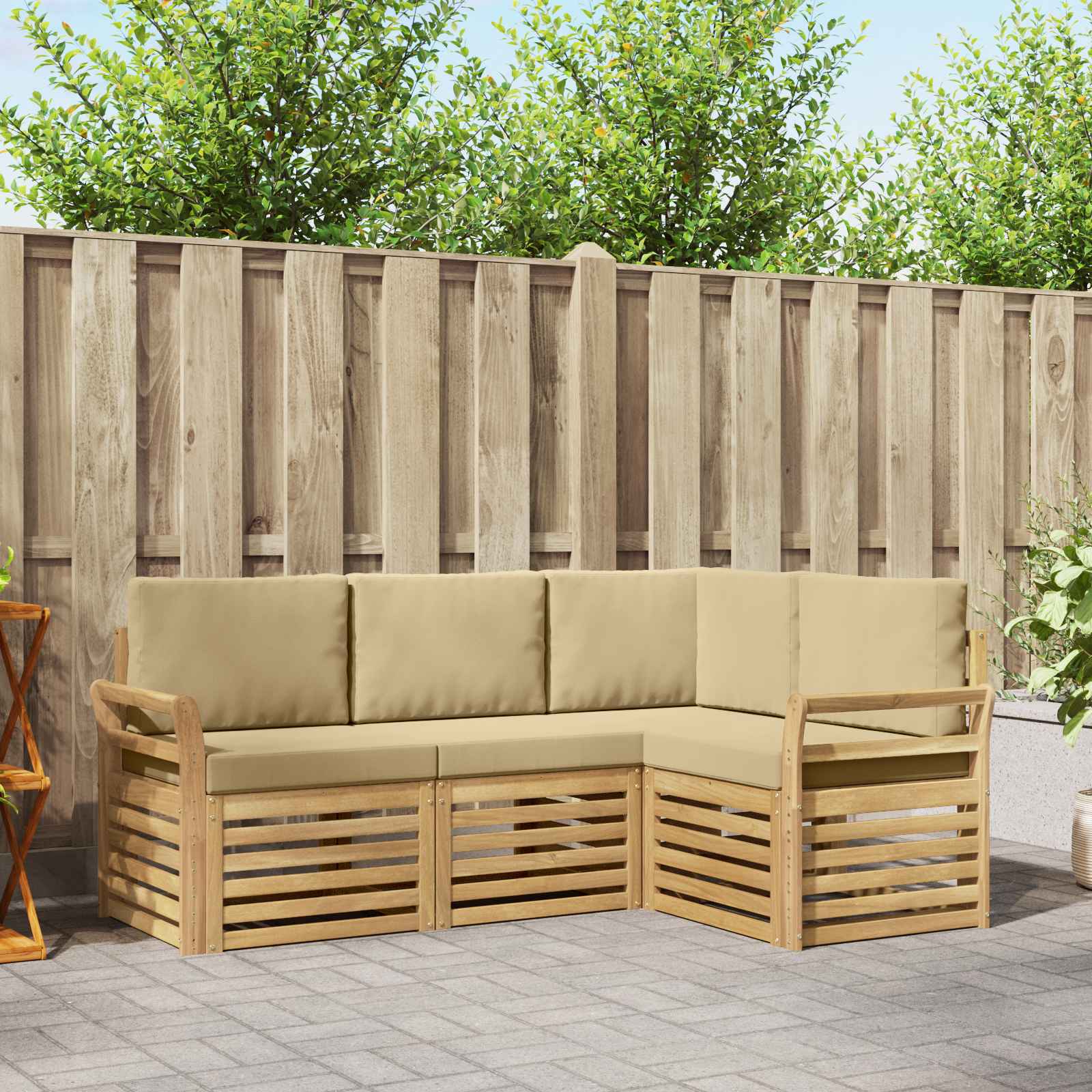 Sofa-Sets 4 pcs Wit en Beige 190 x 130,5 x 73 cm Polyester – afbeelding 1