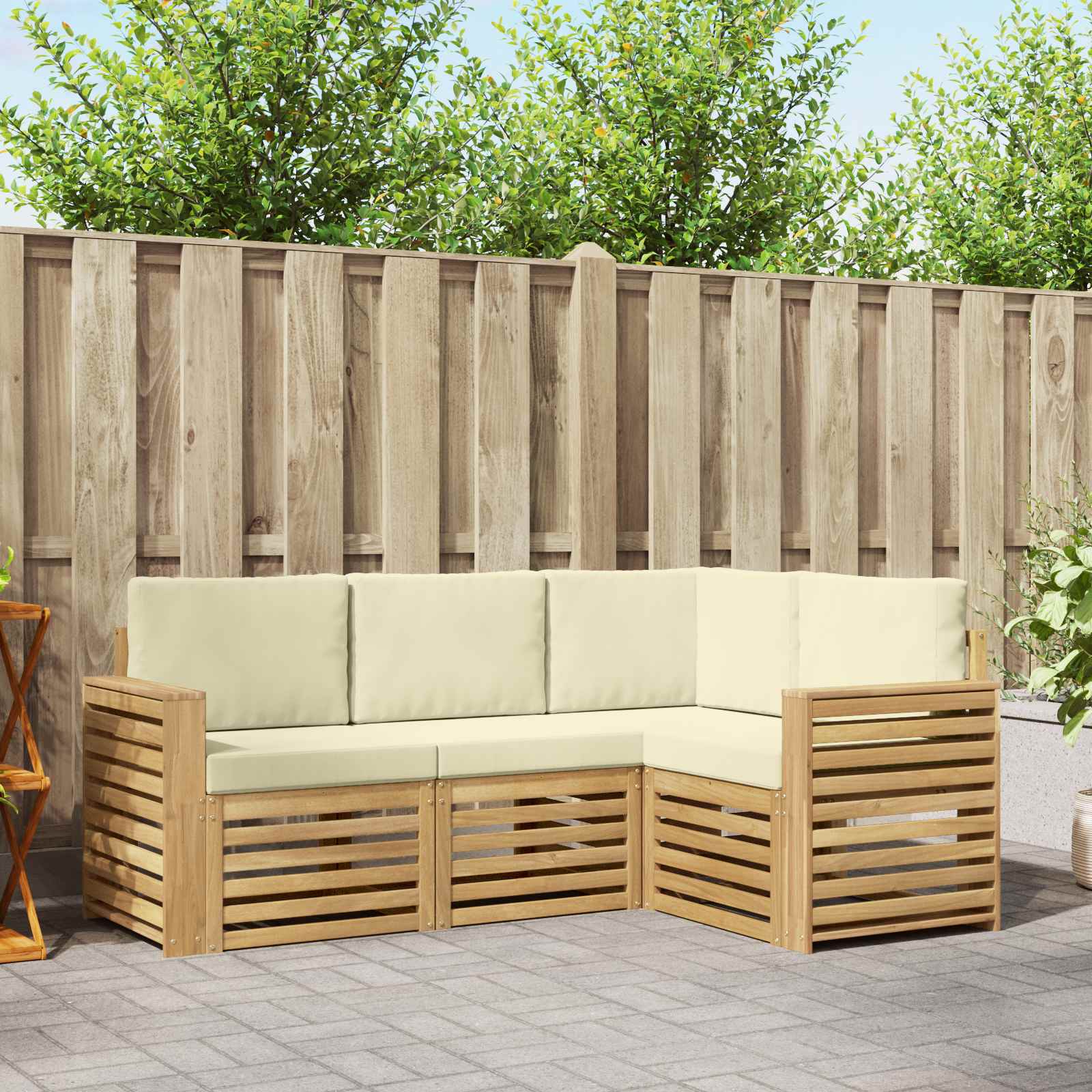 Sofa-Sets 4 pcs Wit en crèmekleurig 191 x 132,5 x 73 cm – afbeelding 1