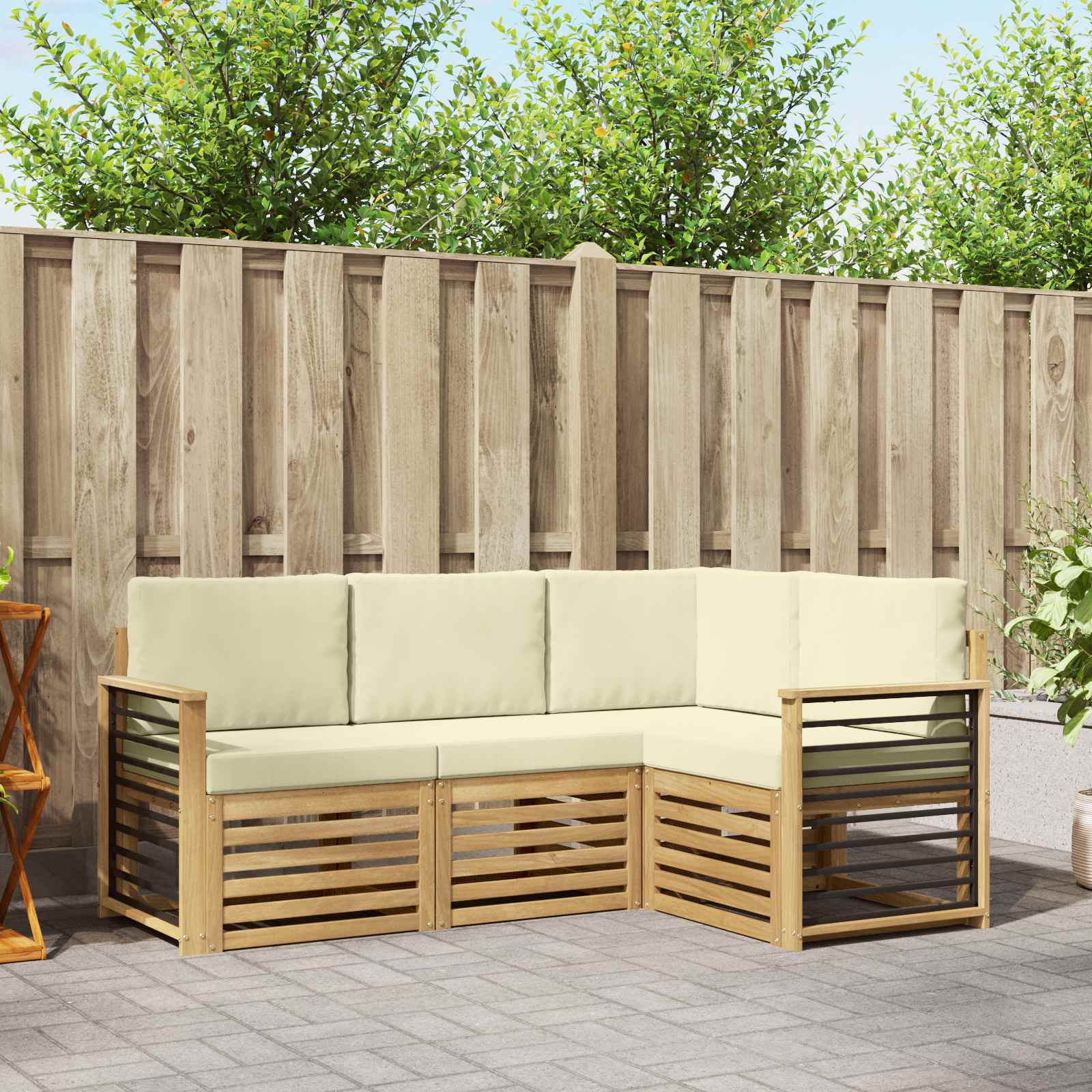 Sofa-Sets met kussen 4 pcs Wit en crèmekleurig Polyester – afbeelding 1