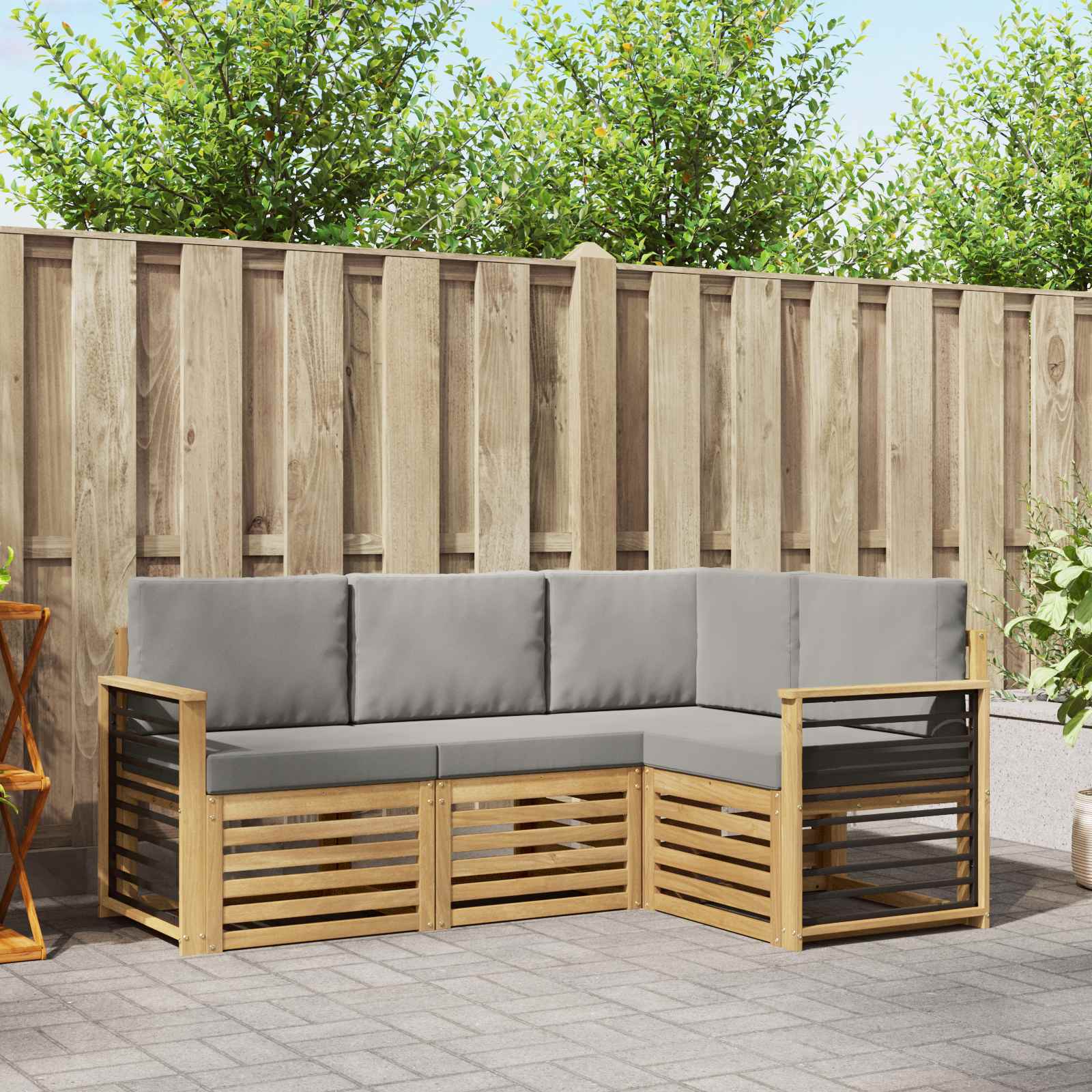Sofa-Sets 4 pcs Wit en Lichtgrijs 187,5 x 128,5 x 73 cm – afbeelding 1