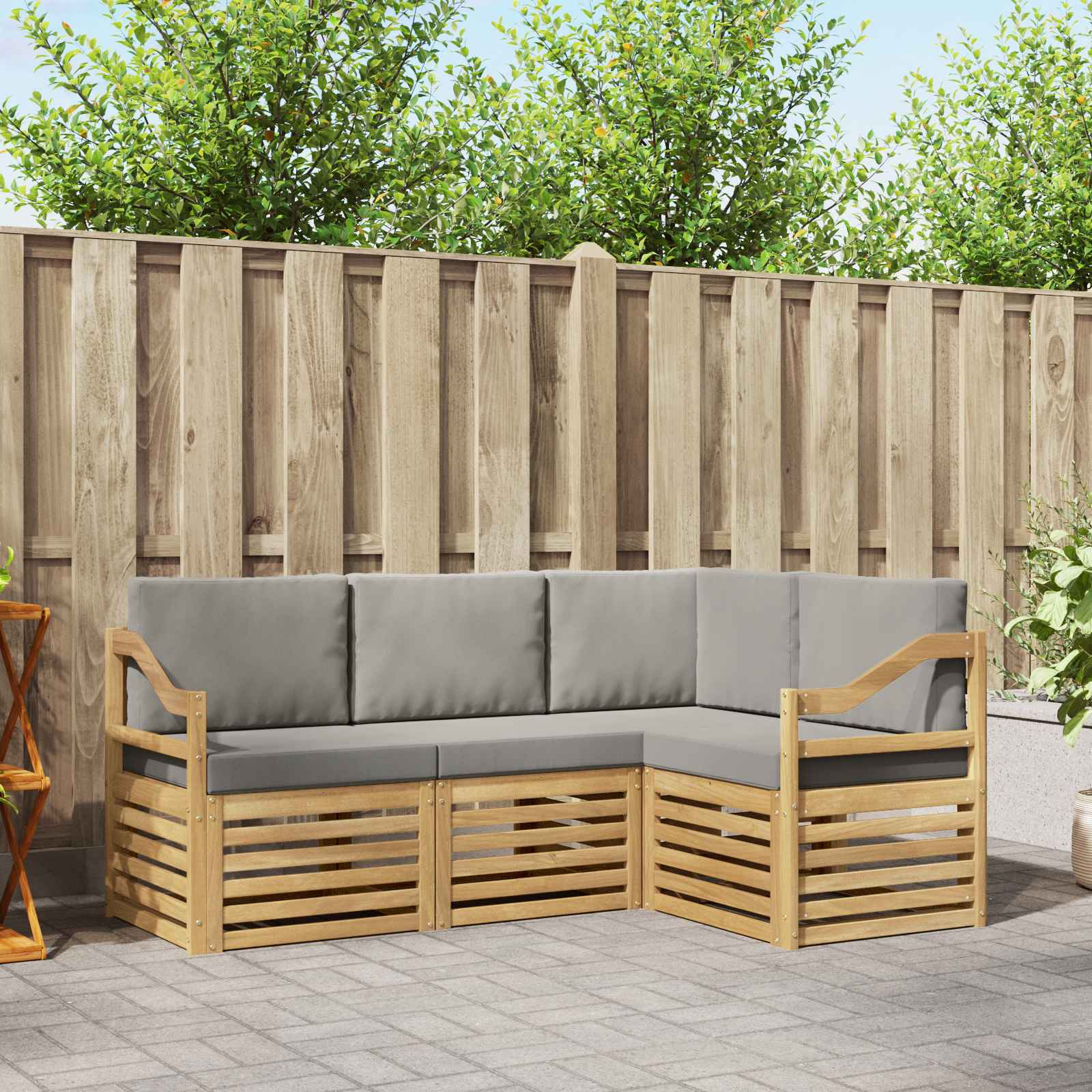 Sofa-Sets 4 pcs Wit en Lichtgrijs 185,5 x 126,5 x 73 cm