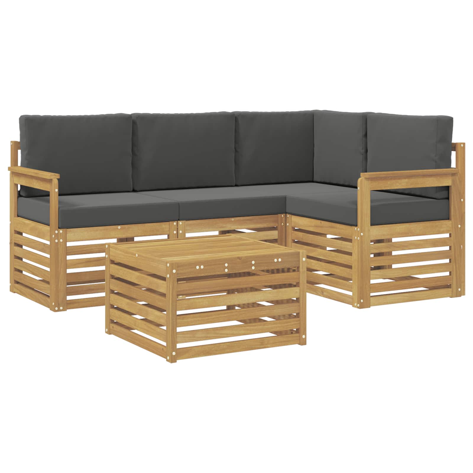 Buiten bankenset 5 pcs Wit en antracietkleurig 59 x 59 x 37 cm – afbeelding 2