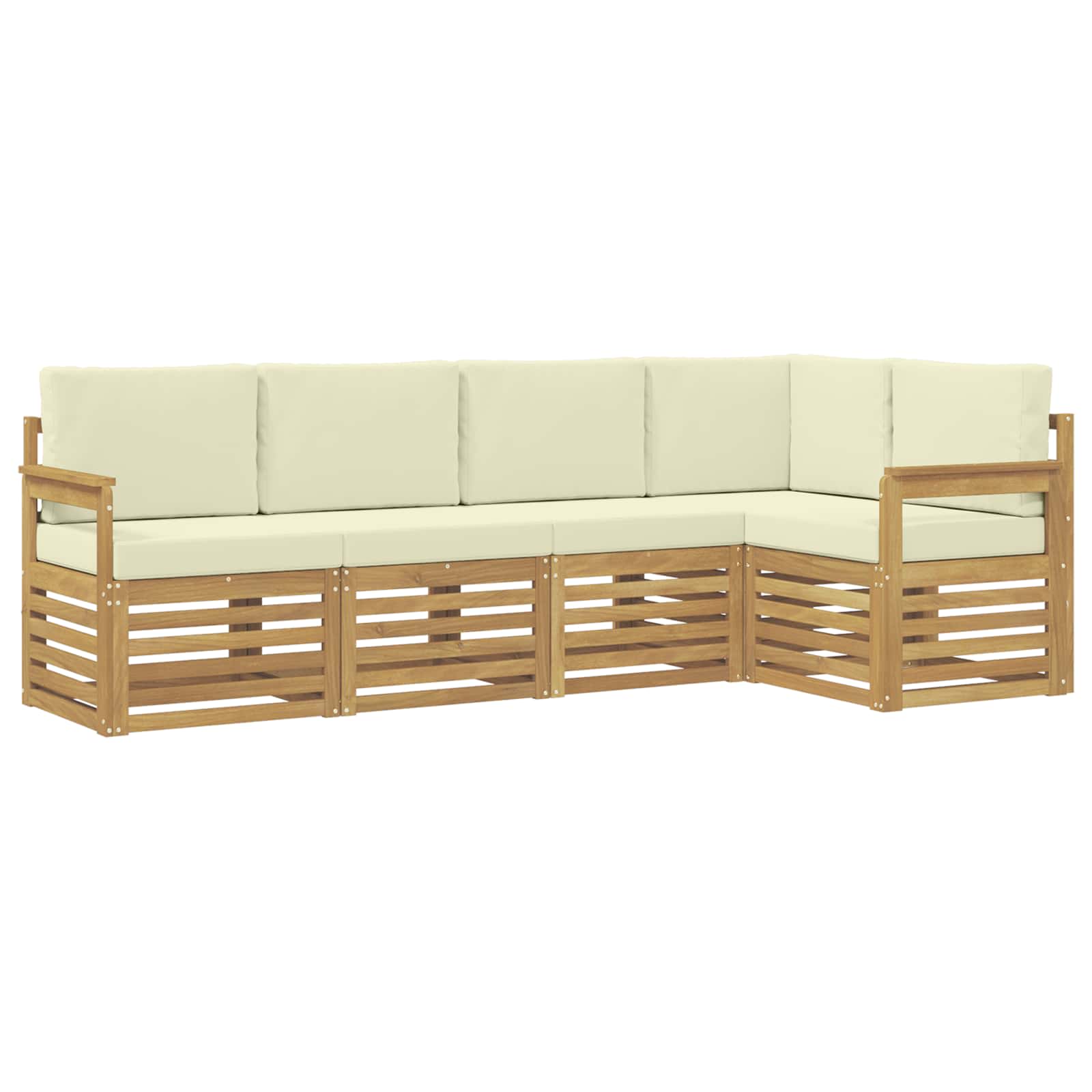 Buiten bankenset 5 pcs Wit en crèmekleurig 247 x 128,5 x 73 cm – afbeelding 2