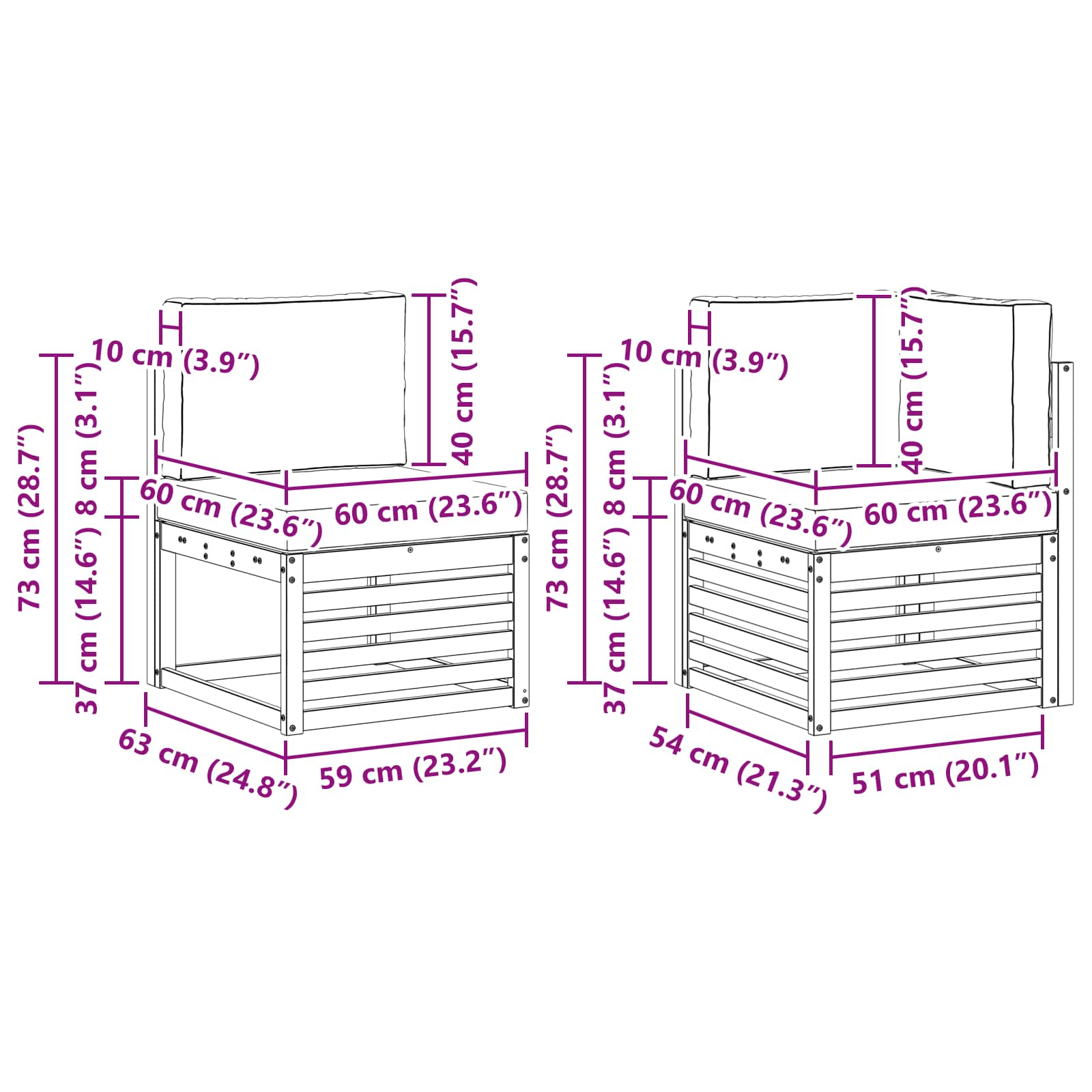 Buiten bankenset 5 pcs Wit en crèmekleurig 247 x 128,5 x 73 cm – afbeelding 9