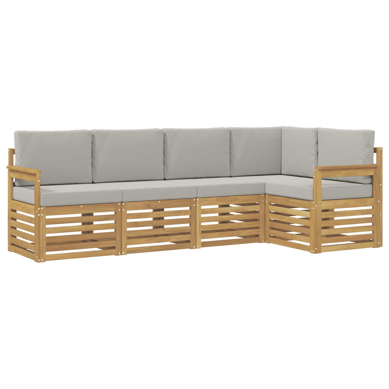 Buiten bankenset 5 pcs Wit en Lichtgrijs 247 x 128,5 x 73 cm – afbeelding 2