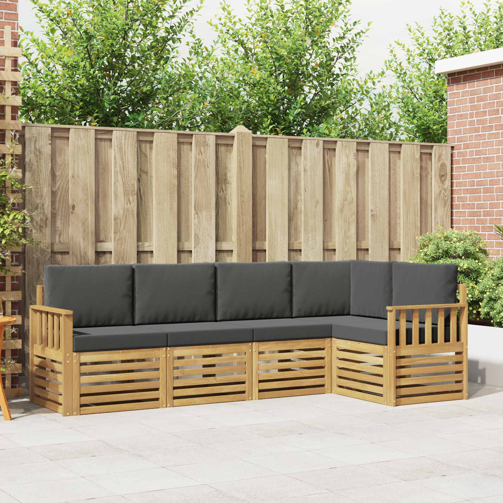 Buiten bankenset 5 pcs Wit en antracietkleurig – afbeelding 1