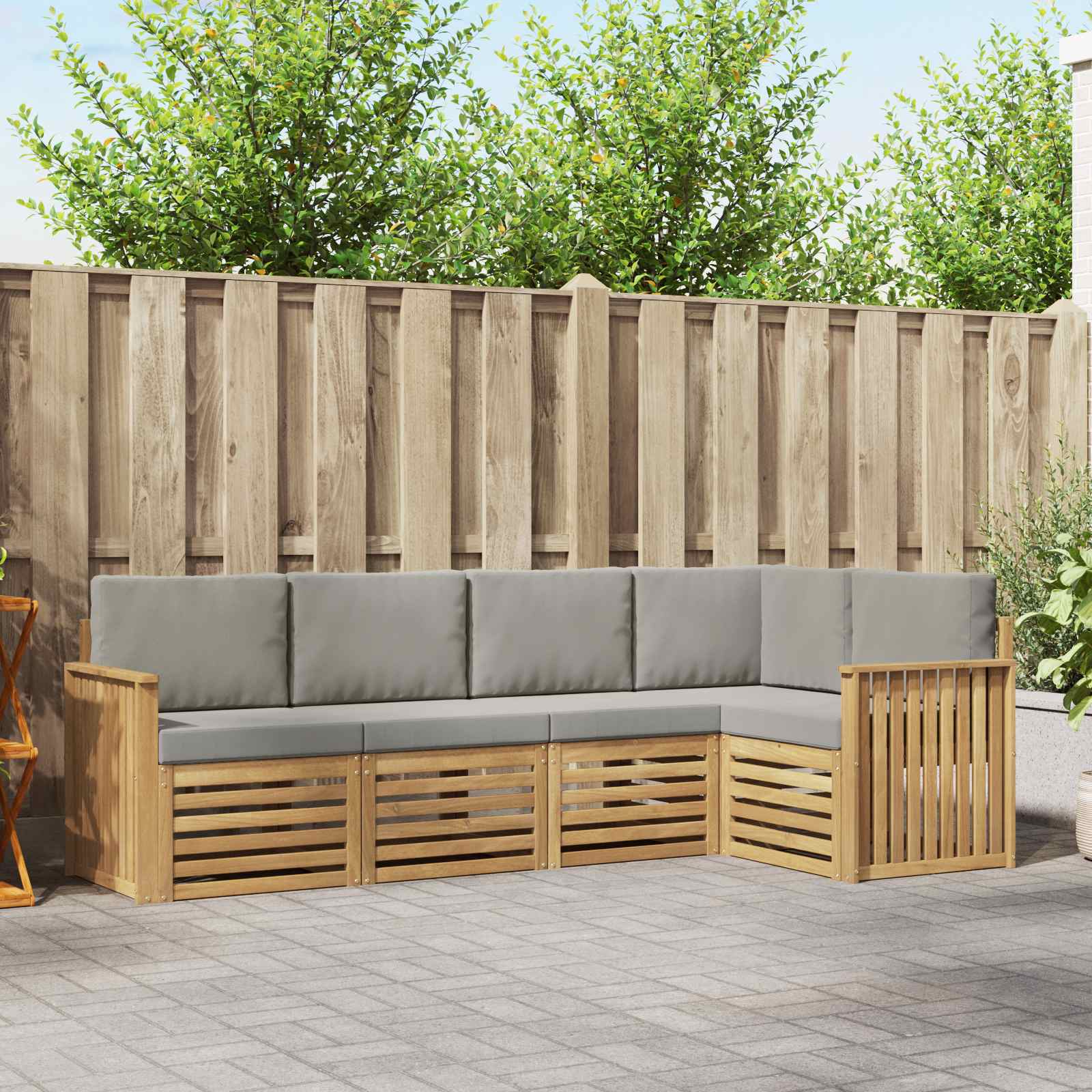 Buiten bankenset 5 pcs Wit en Lichtgrijs 247 x 128,5 x 73 cm