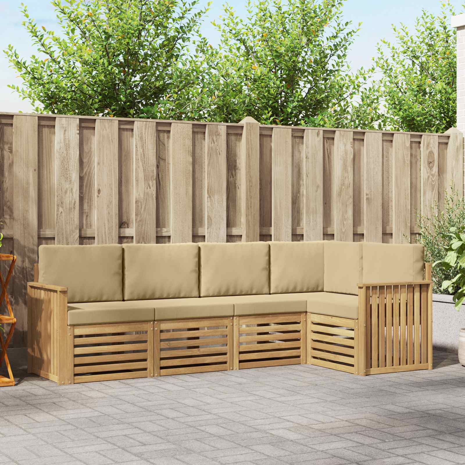 Buiten bankenset 5 pcs Wit en Beige 247 x 128,5 x 73 cm – afbeelding 1