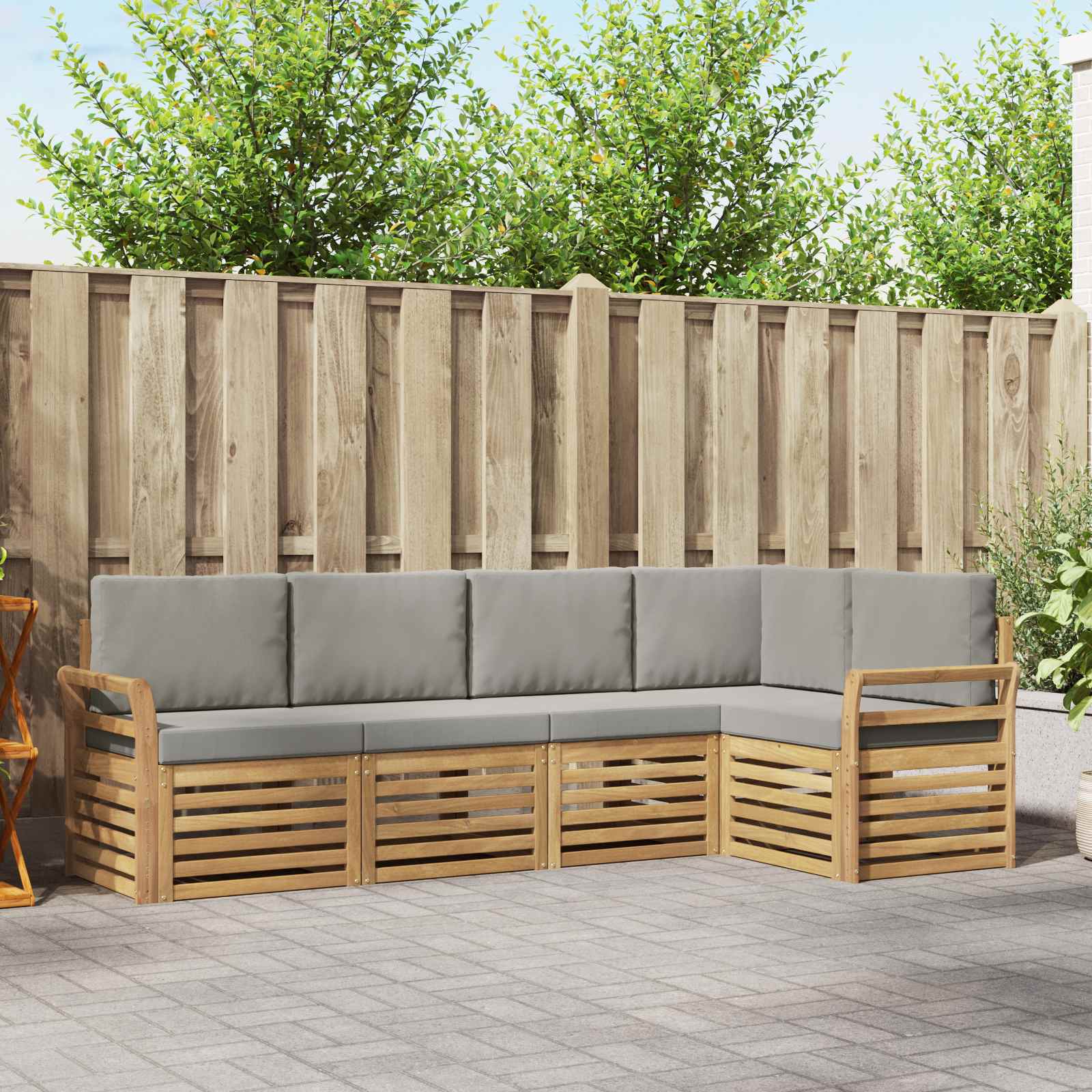 Buiten bankenset 5 pcs Wit en Lichtgrijs 249 x 130,5 x 73 cm