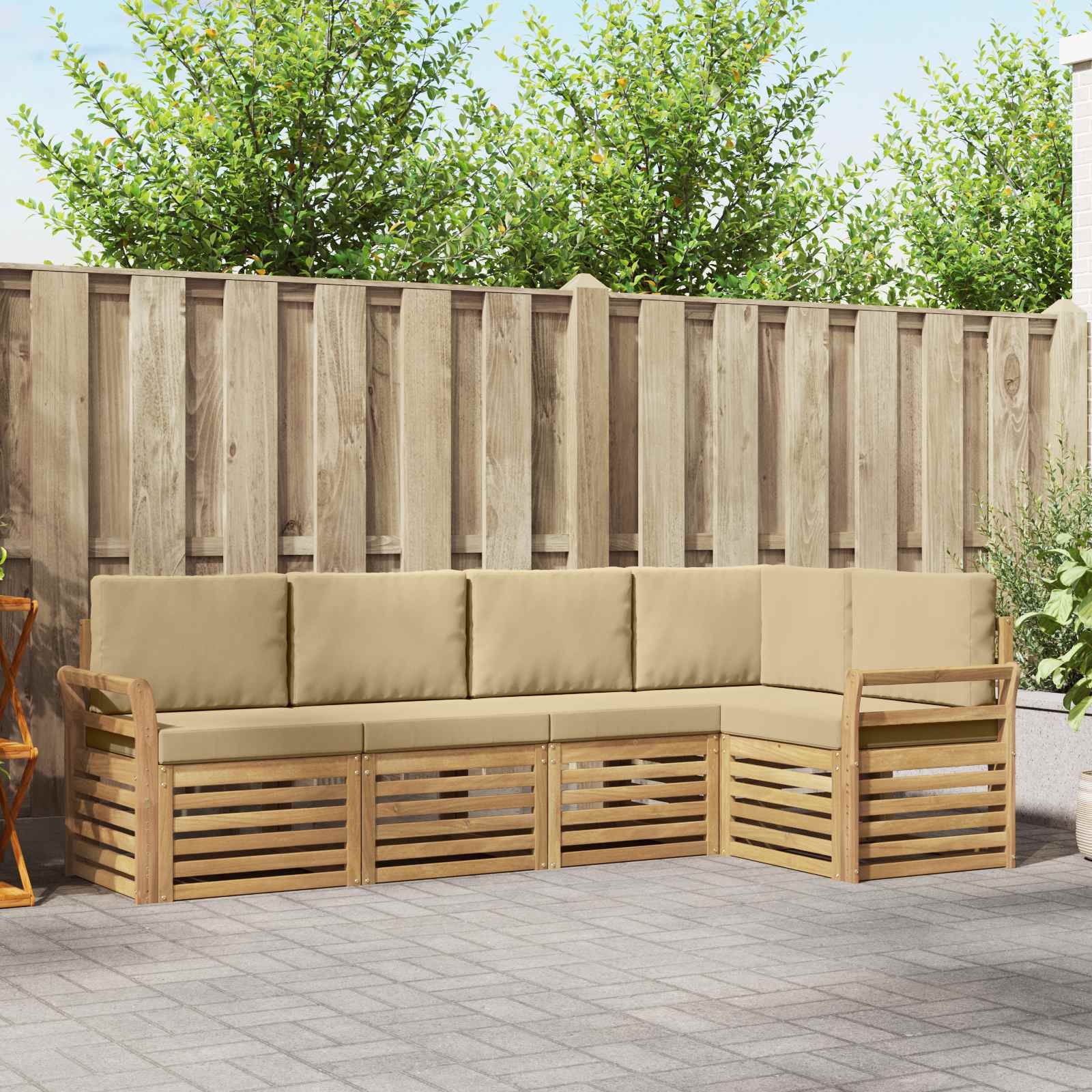 Buiten bankenset 5 pcs Wit en Beige 249 x 130,5 x 73 cm – afbeelding 1