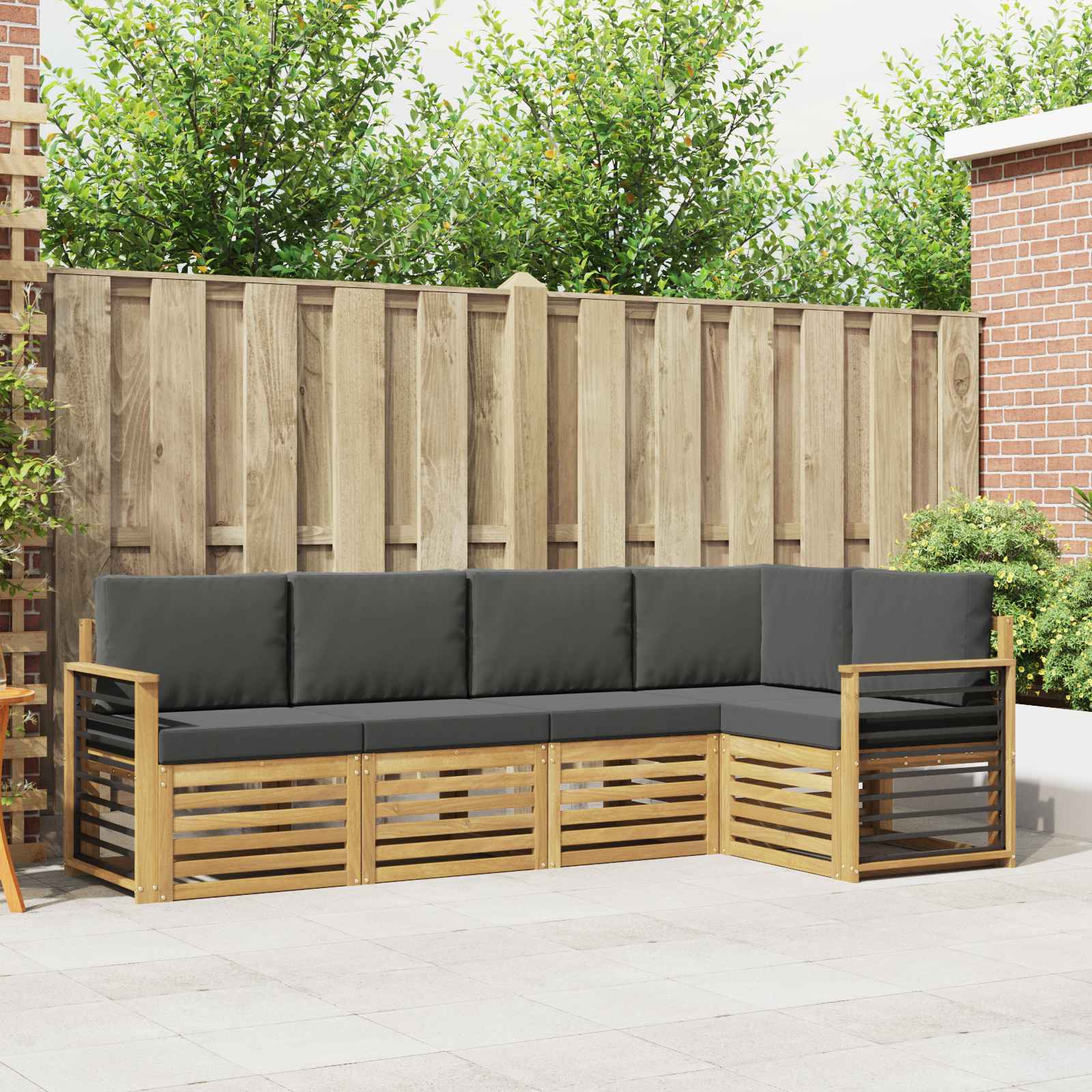 Buiten bankenset 5 pcs Wit en antracietkleurig