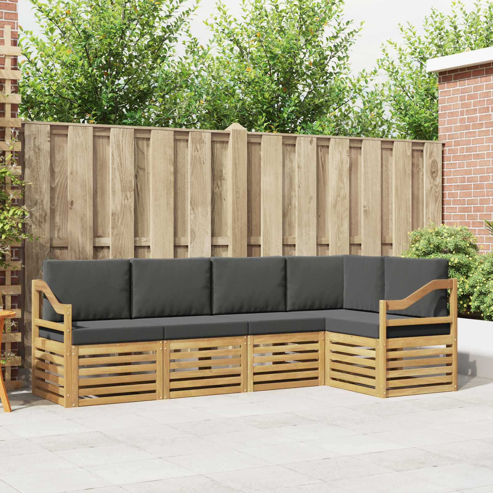 Buiten bankenset 5 pcs Wit en antracietkleurig – afbeelding 1