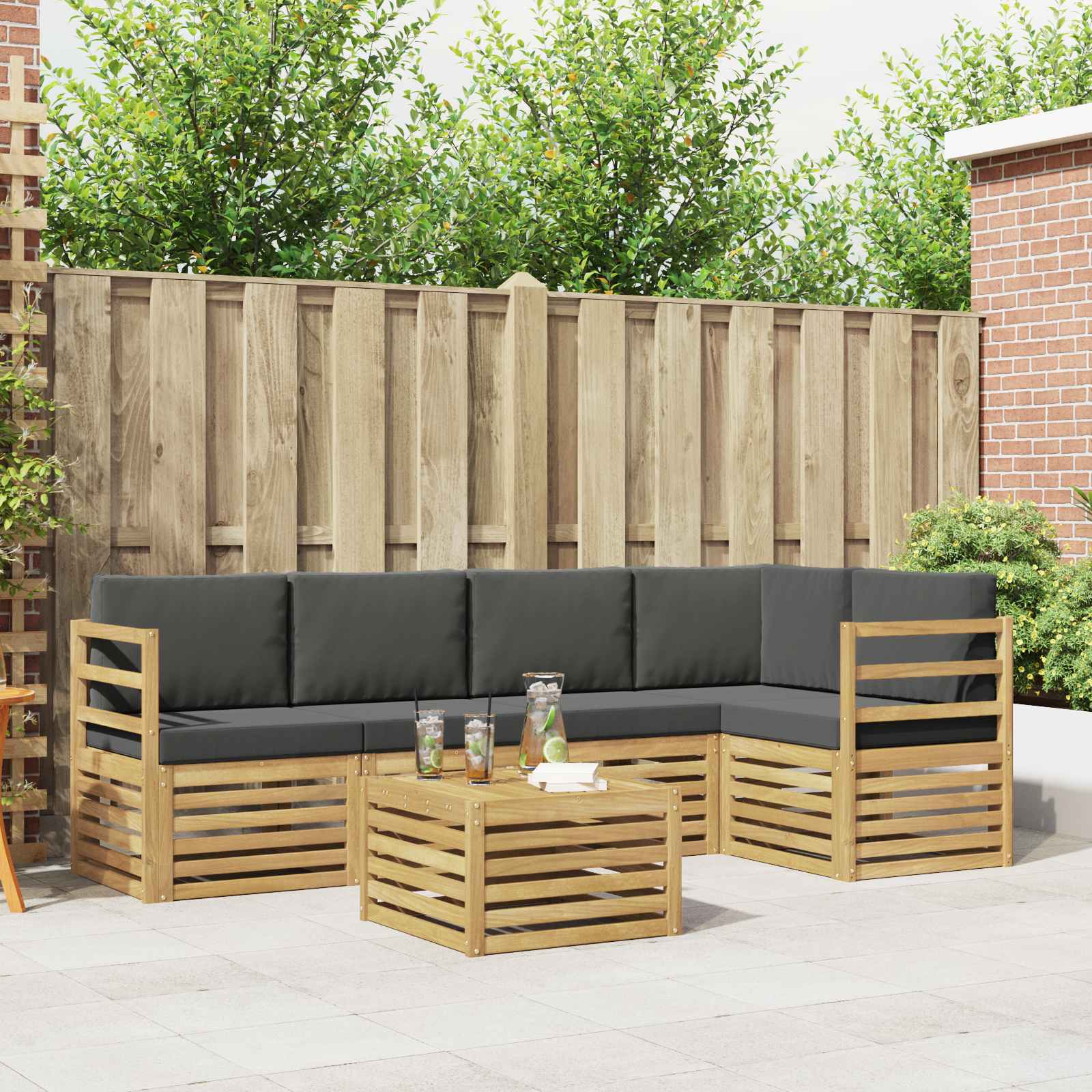 Buiten bankenset 6 pcs Wit en antracietkleurig 59 x 59 x 37 cm
