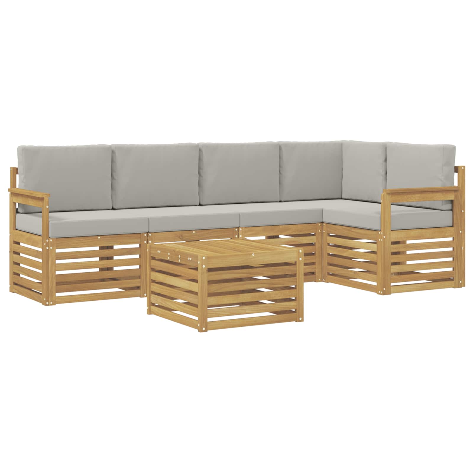 Buiten bankenset 6 pcs Wit en Lichtgrijs 59 x 59 x 37 cm – afbeelding 2
