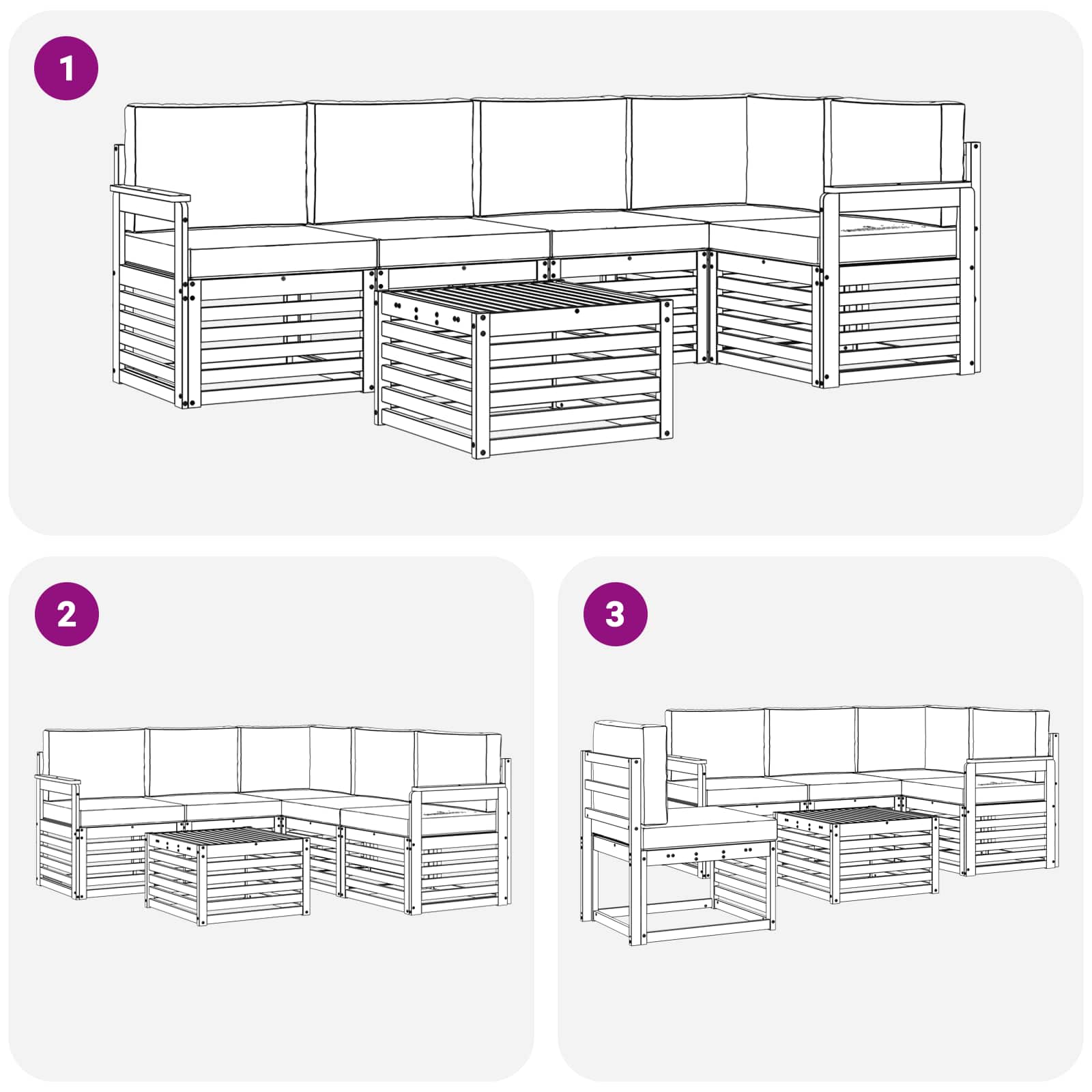 Buiten bankenset 6 pcs Wit en antracietkleurig 59 x 59 x 37 cm – afbeelding 7