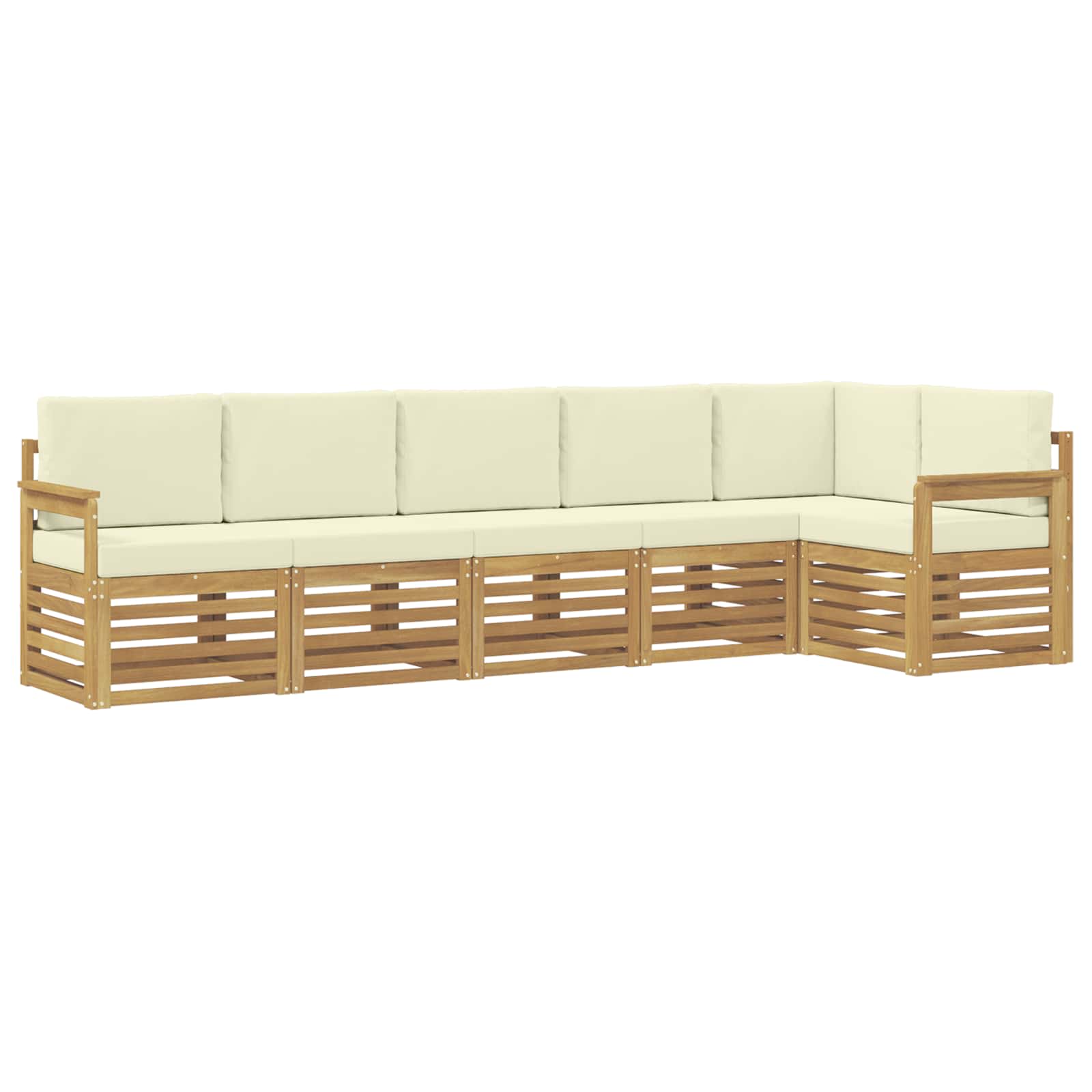 Buiten bankenset 6 pcs Wit en crèmekleurig 306 x 128,5 x 73 cm – afbeelding 2